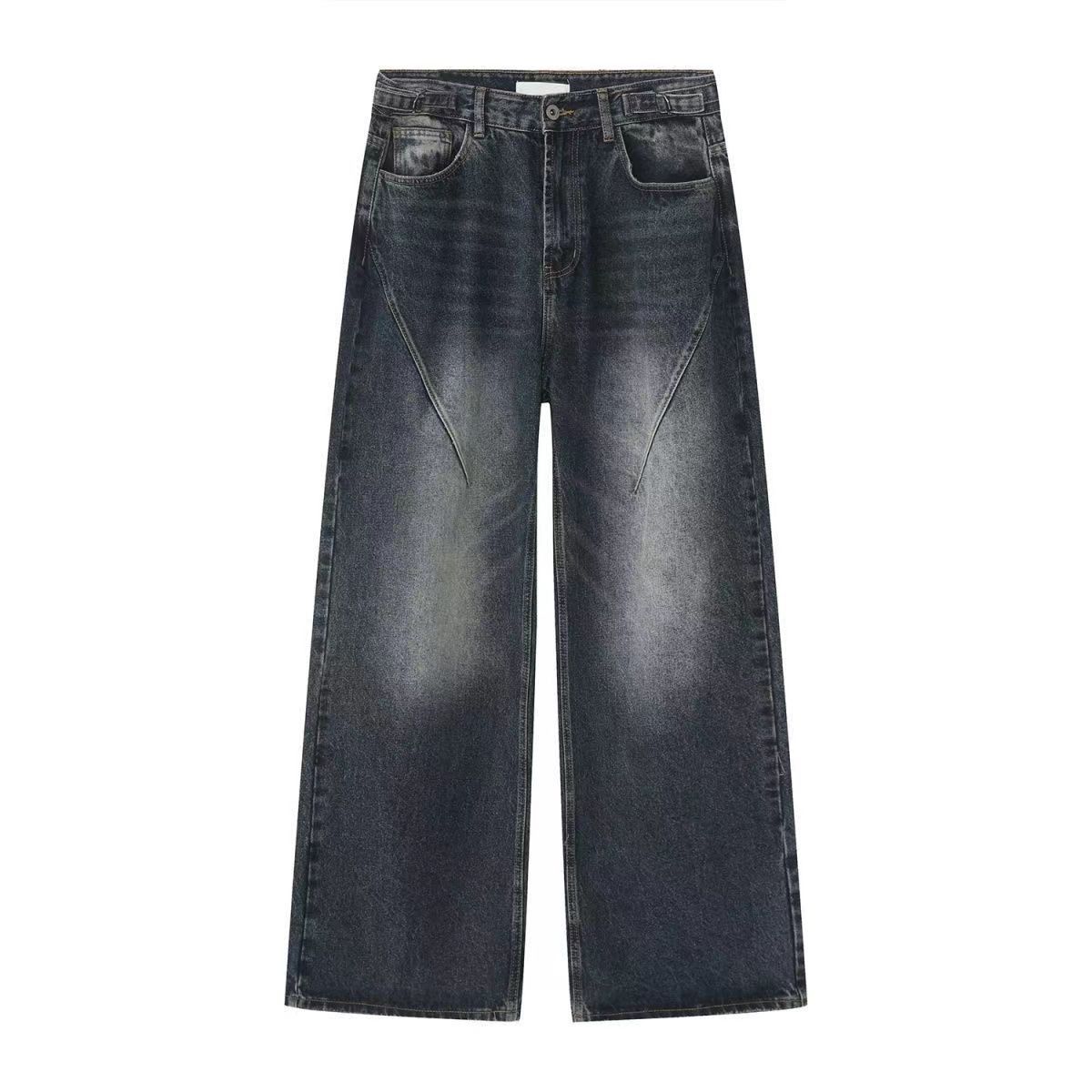 Japanese Brand × Jean Retro dark blue washed distressed straight-leg jeans Size US 31 - 6 Thumbnail