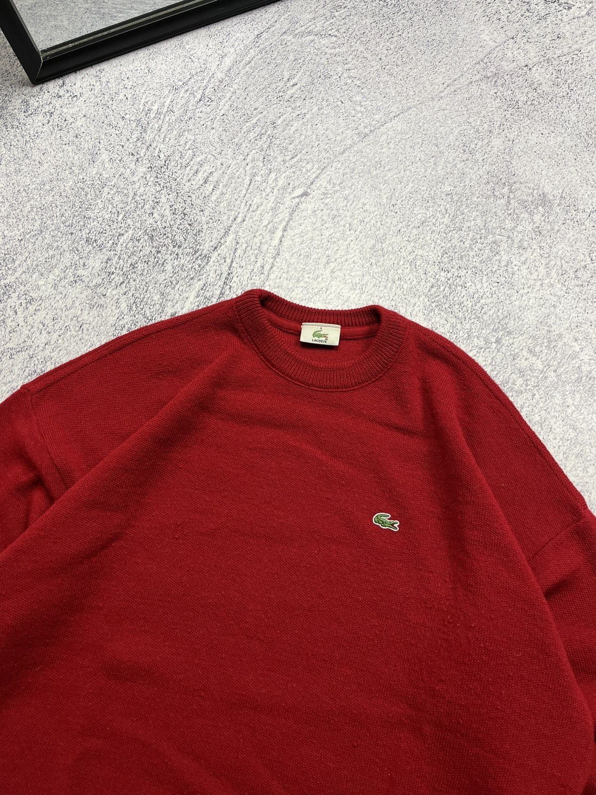 Lacoste × Vintage Vintage Lacoste Red Wool Knit Sweater Size US L / EU 52-54 / 3 - 4 Thumbnail