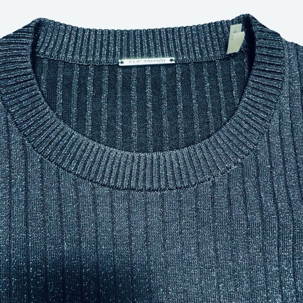 Elie Tahari Elie Tahari Hope Ribbed Knit Navy Sparkle Sweater Size XS Size XS / US 0-2 / IT 36-38 - 7 Thumbnail