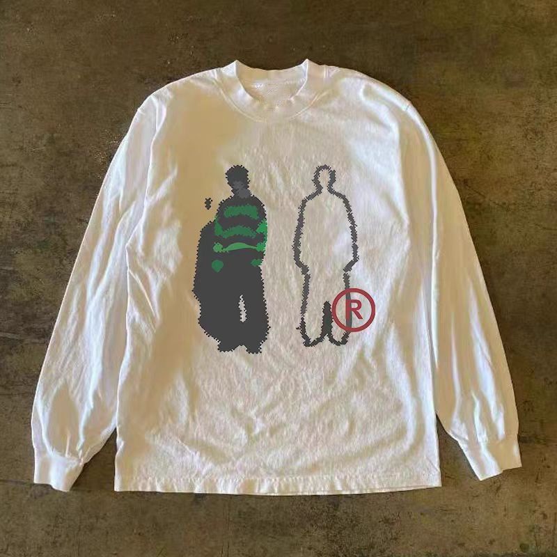 Vintage White retro trend boy print long-sleeved T-shirt Size US M / EU 48-50 / 2 - 1 Thumbnail