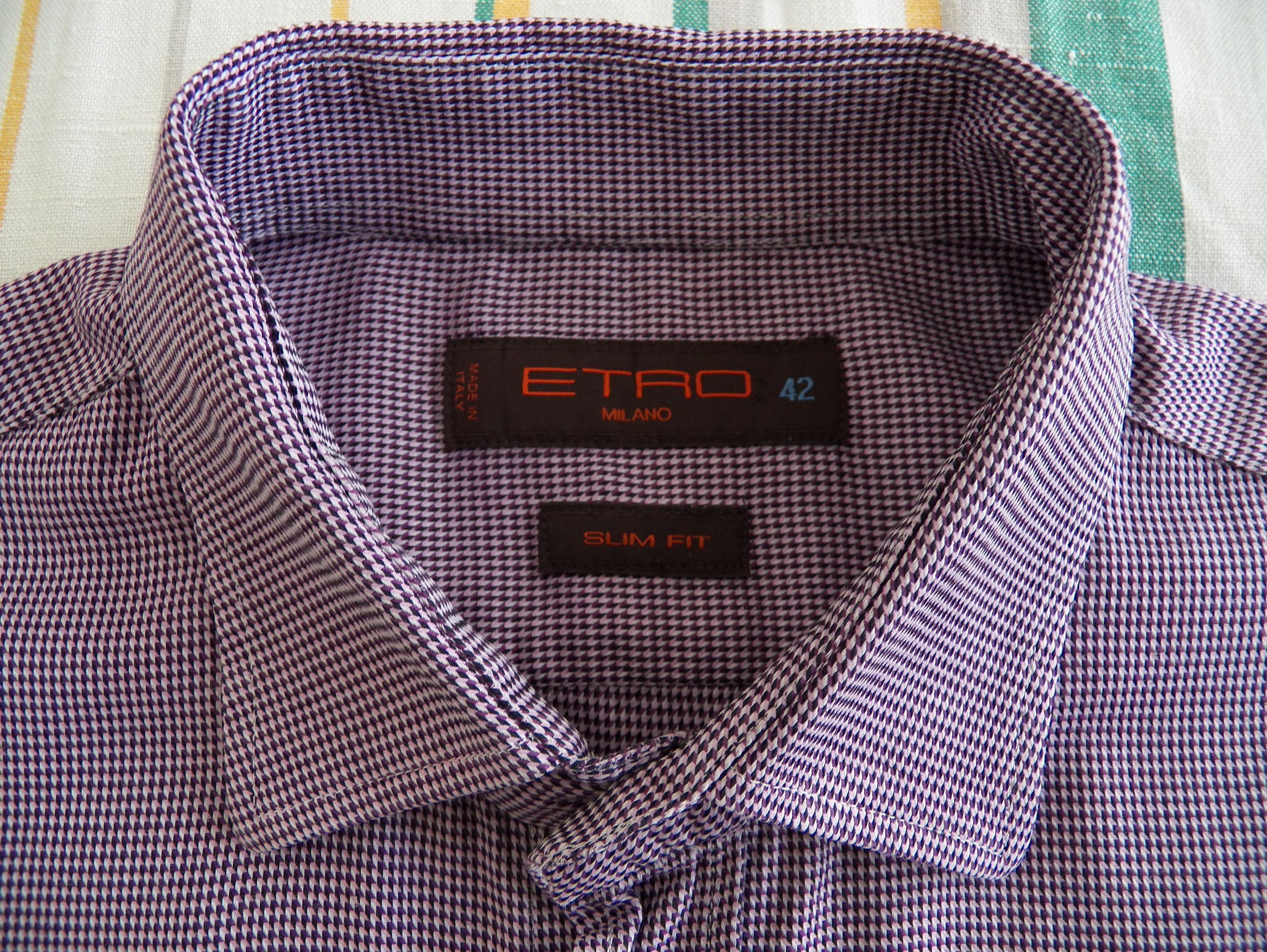 Etro Etro Dress Shirt 42 16.5 violet micro houndstooth Slim Size US L / EU 52-54 / 3 - 2 Thumbnail