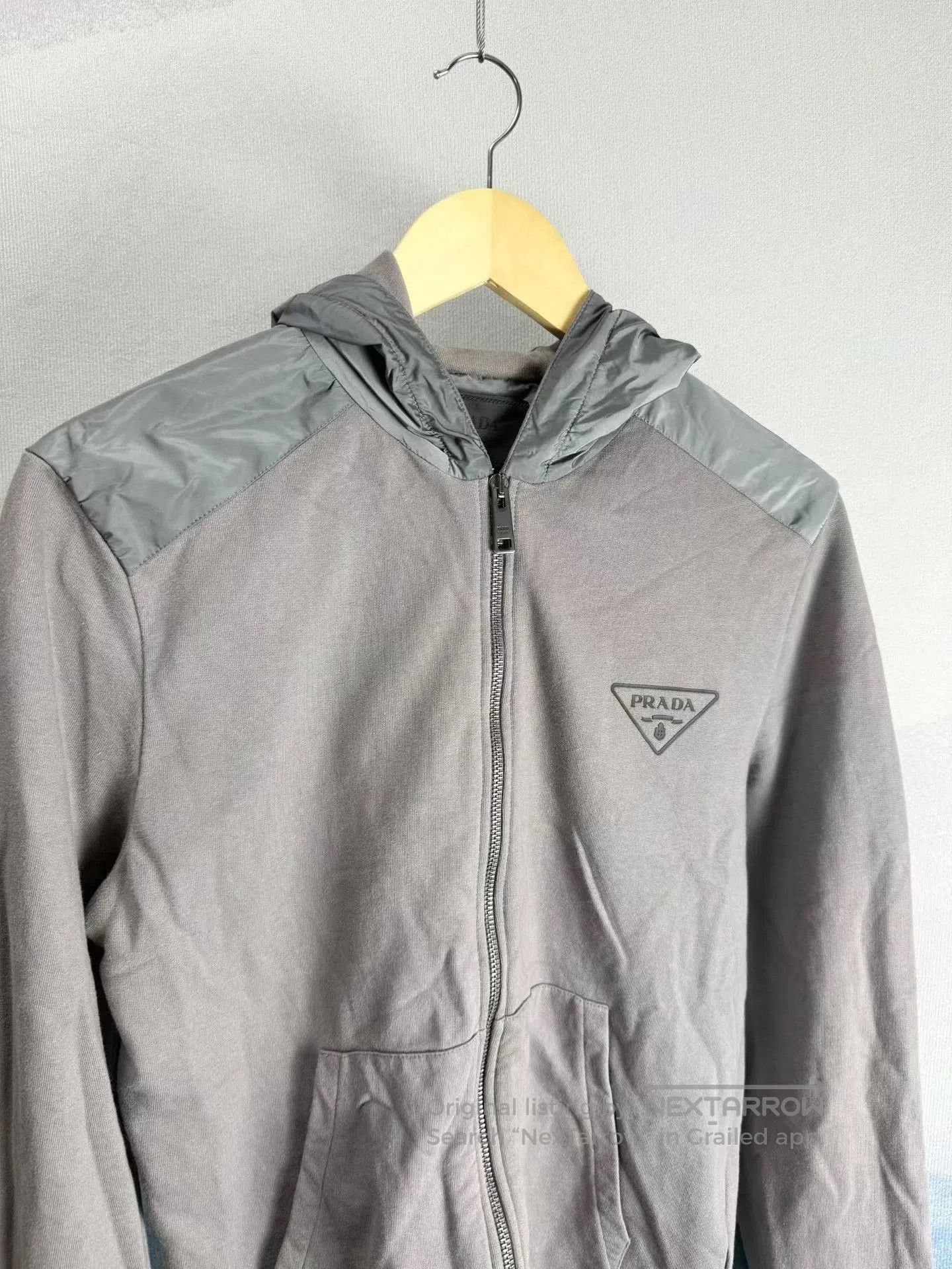 Prada Prada Gray Triangle Logo Cotton Hooded Jacket. Size US S / EU 44-46 / 1 - 3 Thumbnail