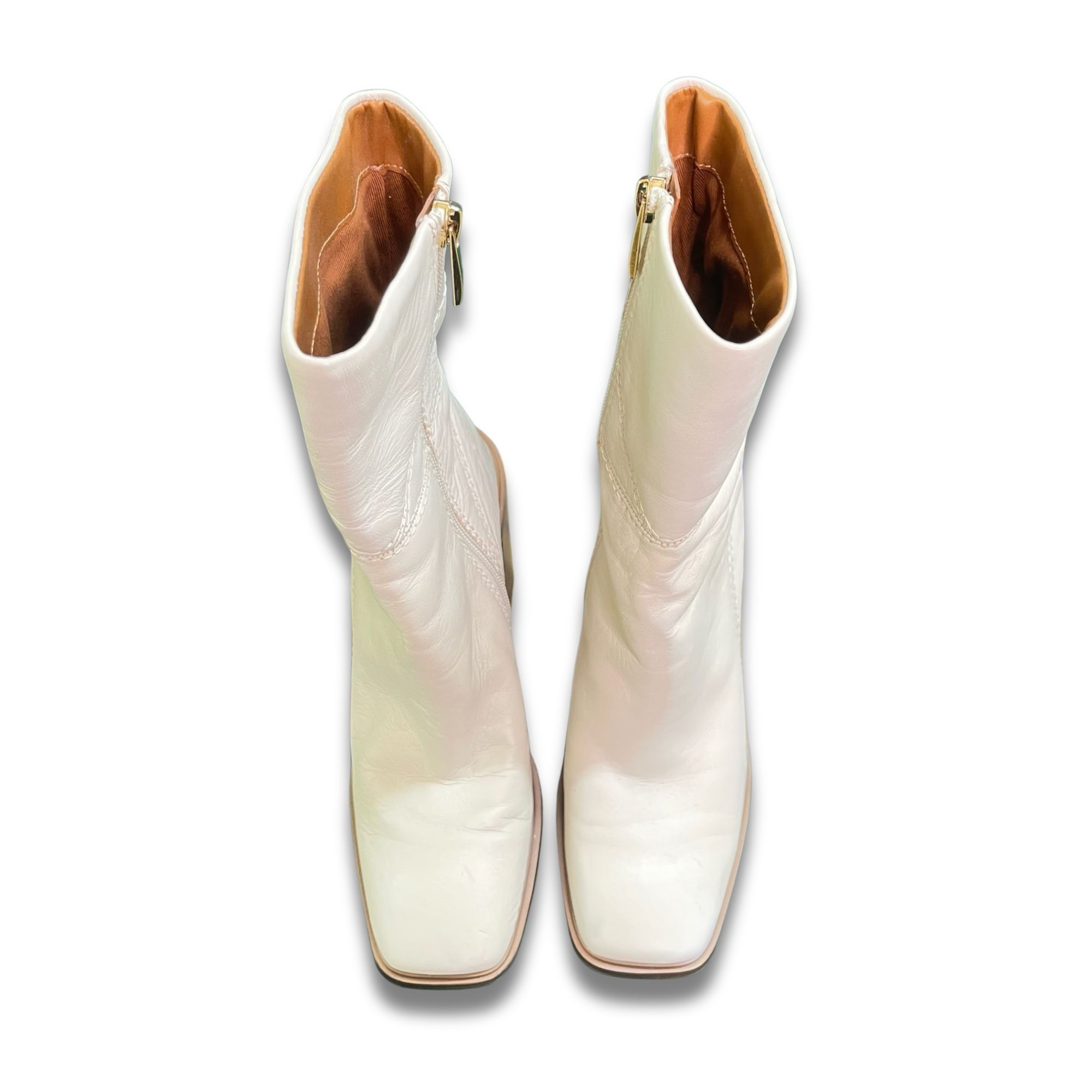 Franco Sarto Franco Sarto White Leather Ankle Boots Size 6.5 Block Heel C Size US 6.5 / IT 36.5 - 3 Thumbnail