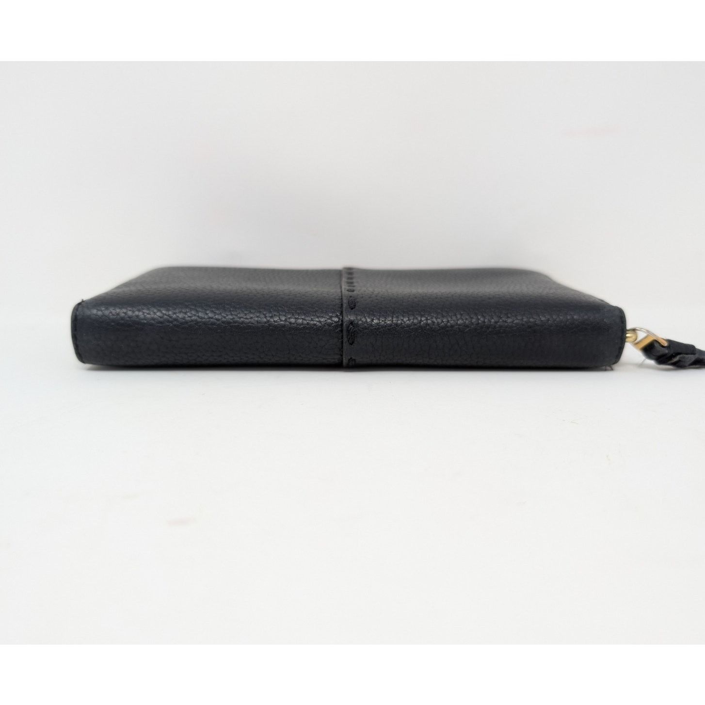 Tory Burch Tory Burch Black Leather Wallet Pebbled Logo Continental Size ONE SIZE - 5 Thumbnail