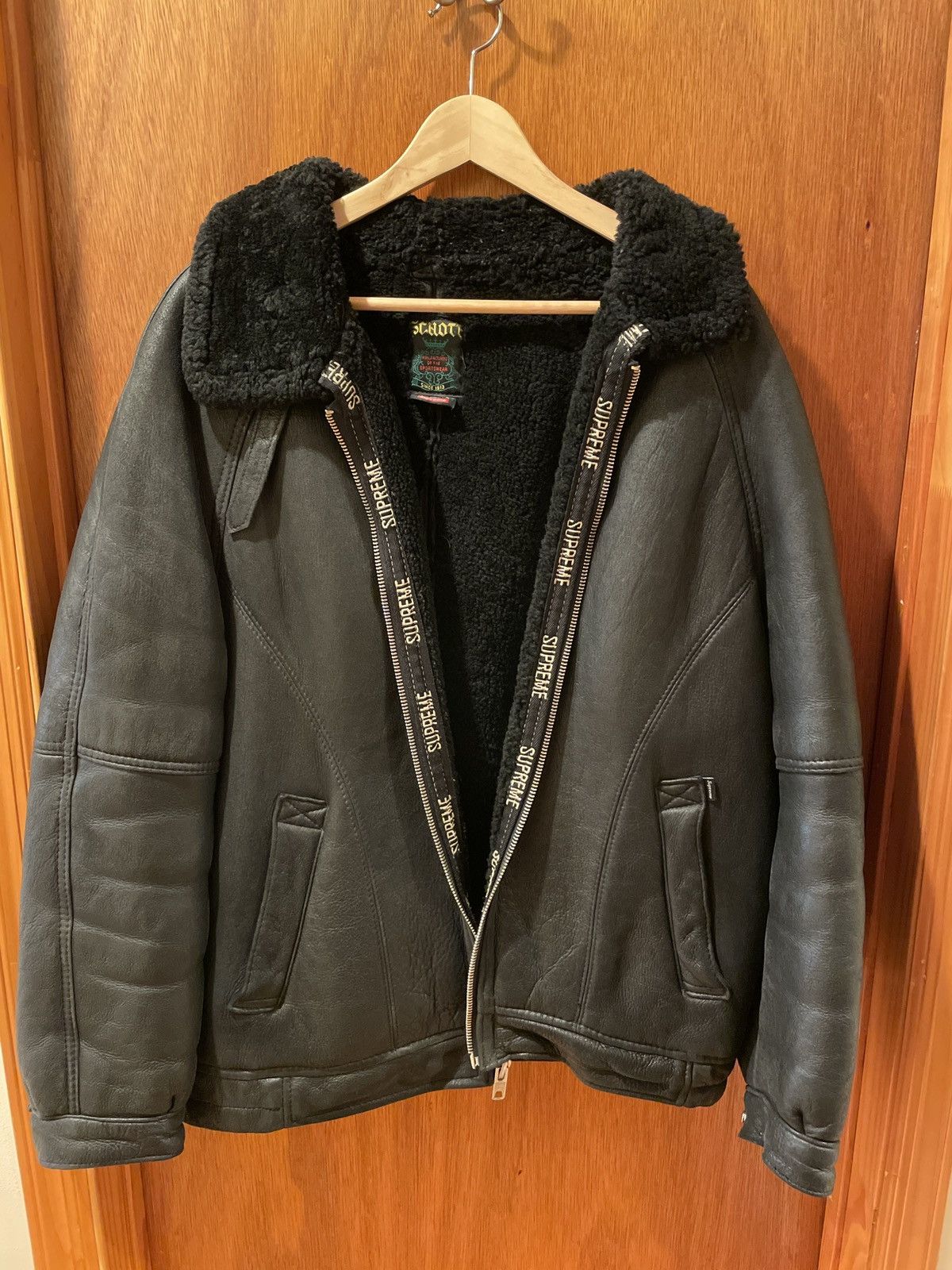 Supreme Supreme x Schott Sheepskin Shearling Bomber Jacket | Grailed