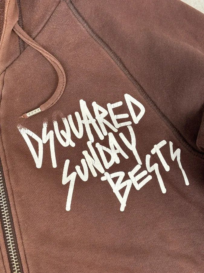 Dsquared2 2000s Dsquared2 Brown Cotton Graffiti Logo Zip Hoodie Size US L / EU 52-54 / 3 - 9 Thumbnail