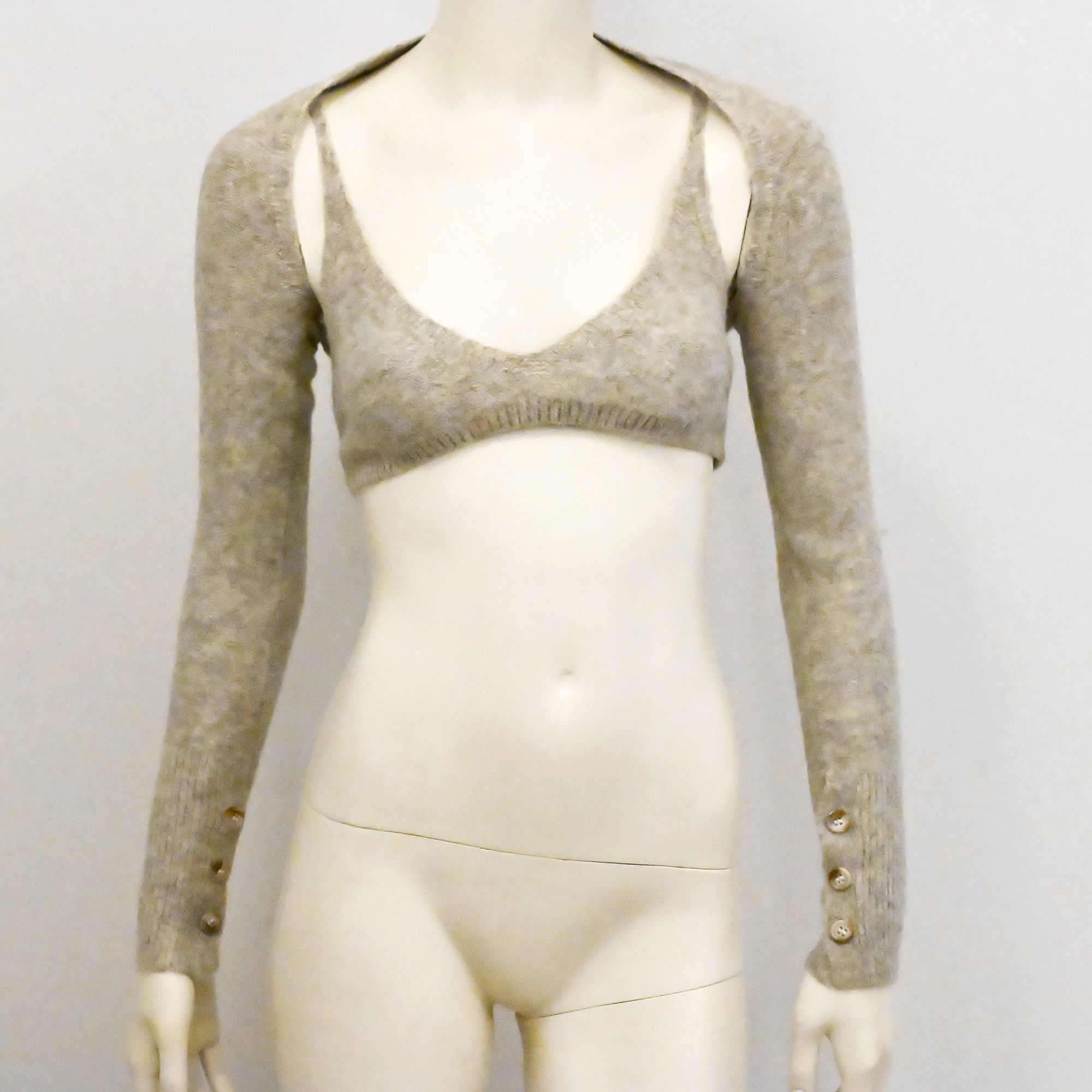 Vintage Ruve knitted crop twin set bra cardigan beige S Size S / US 4 / IT 40 - 5 Thumbnail