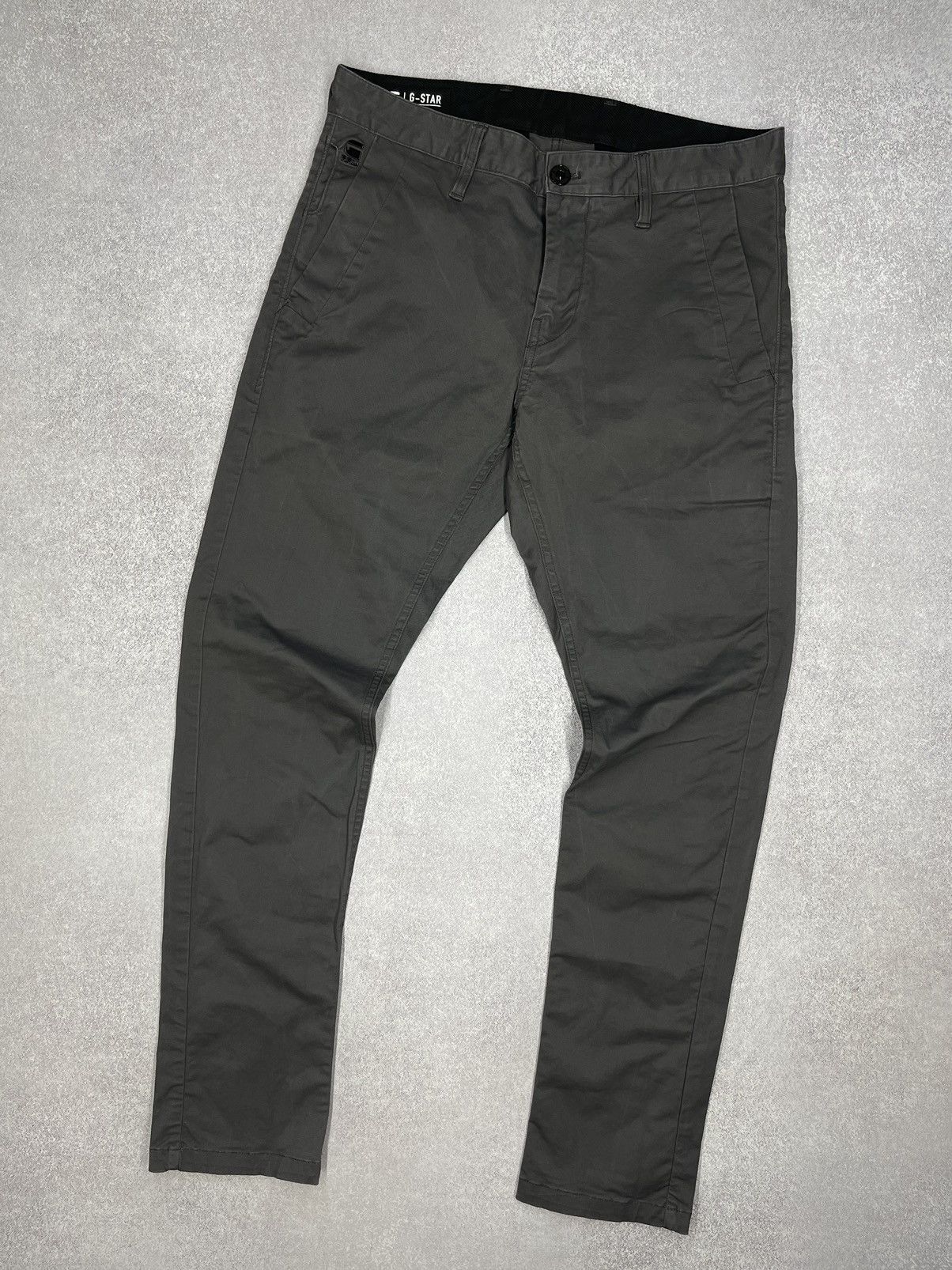 Mens G Star Raw Bronson Slim Chino Pants Grey Y2K Size M
