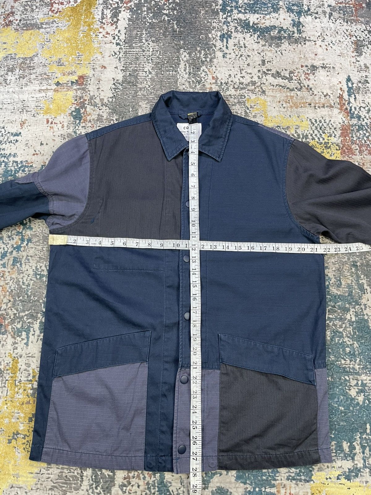 Japanese Brand Coen Patchwork HBT, Ripstop, Poplin Overshirt Size US S / EU 44-46 / 1 - 11 Thumbnail