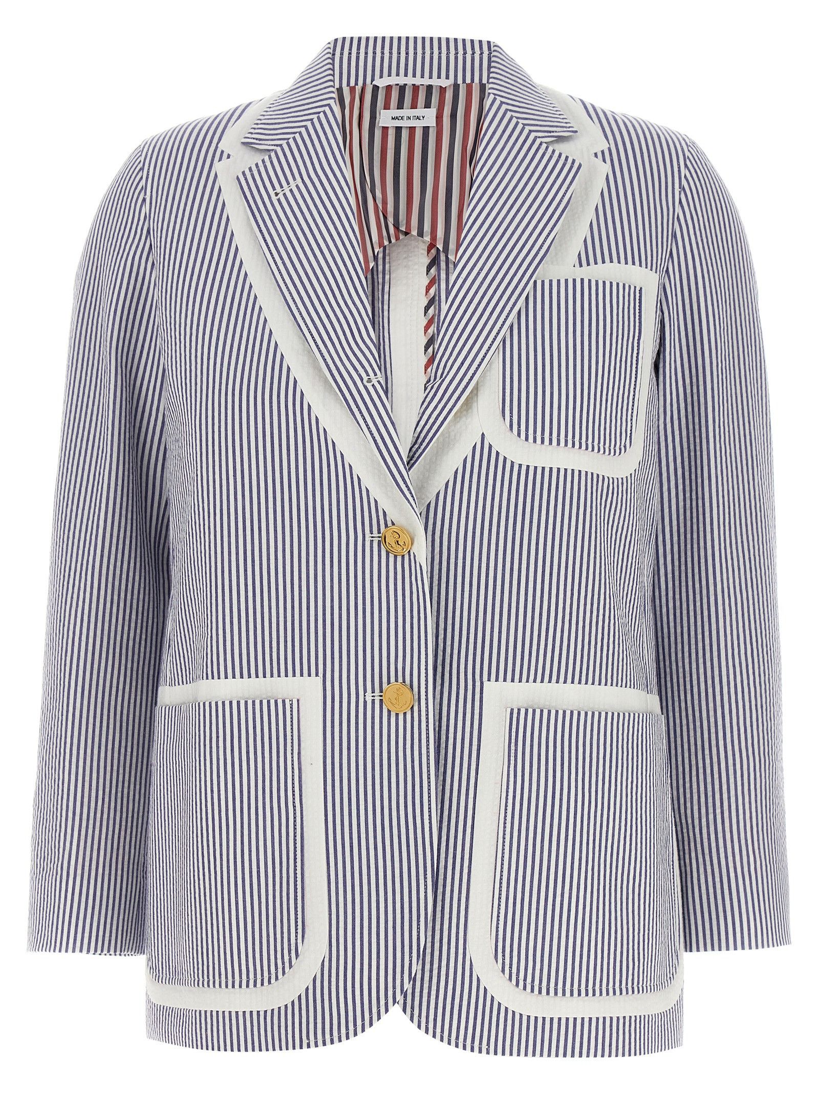 Thom Browne Single-Breasted Seersucker Blazer Size XS / US 0-2 / IT 36-38 - 1 Thumbnail