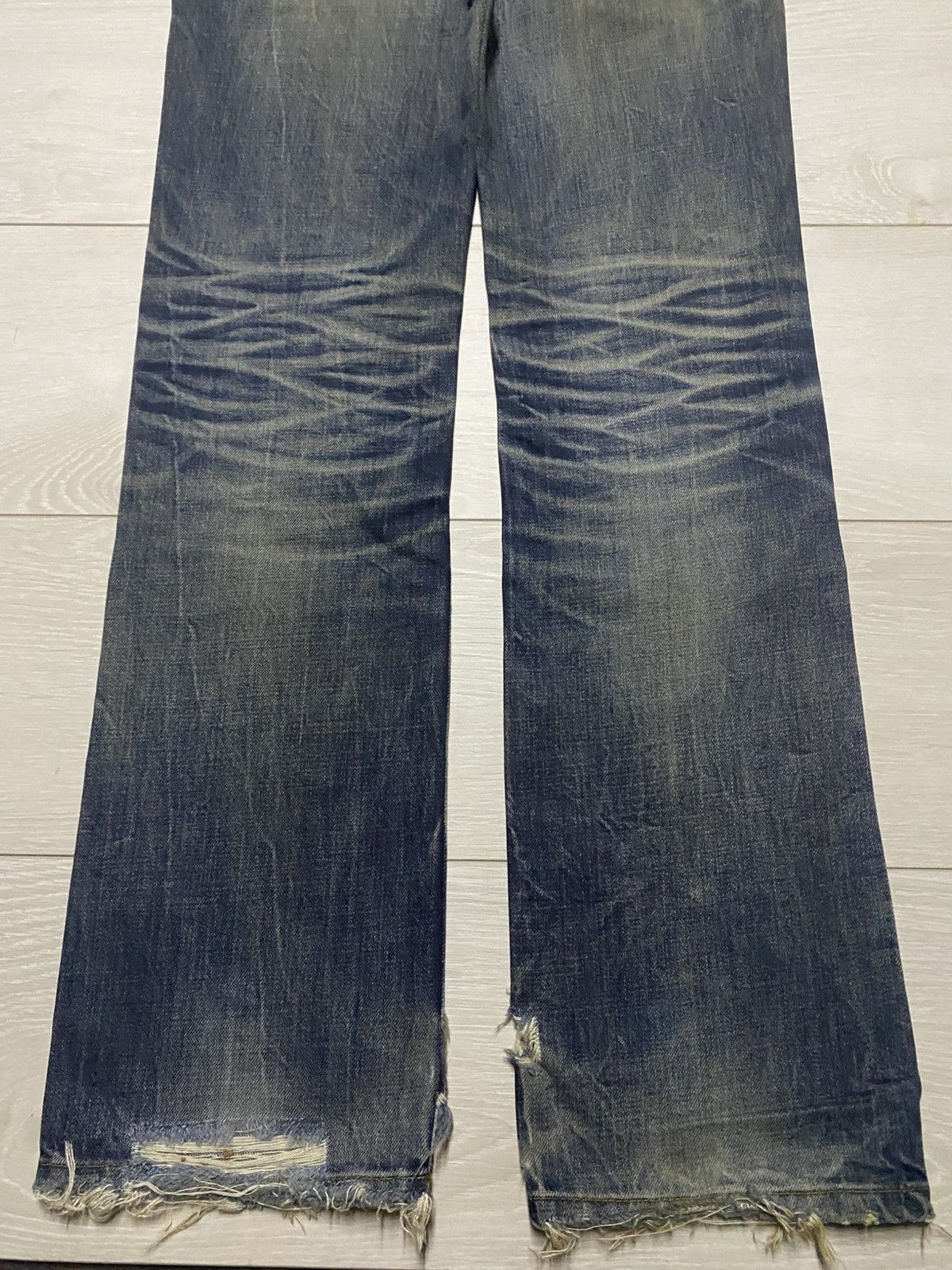 If Six Was Nine Pasta Denim Crazy Mud Wash Distressed Straight Fit Jeans Size US 29 - 6 Thumbnail