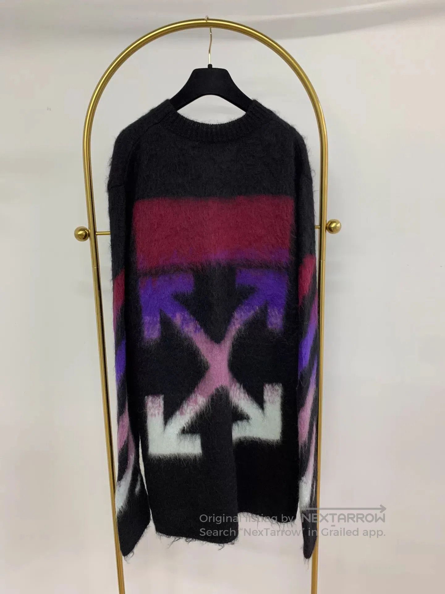 Off-White Black Knit Sweater with Distressed Accents . Size US S / EU 44-46 / 1 - 2 Thumbnail