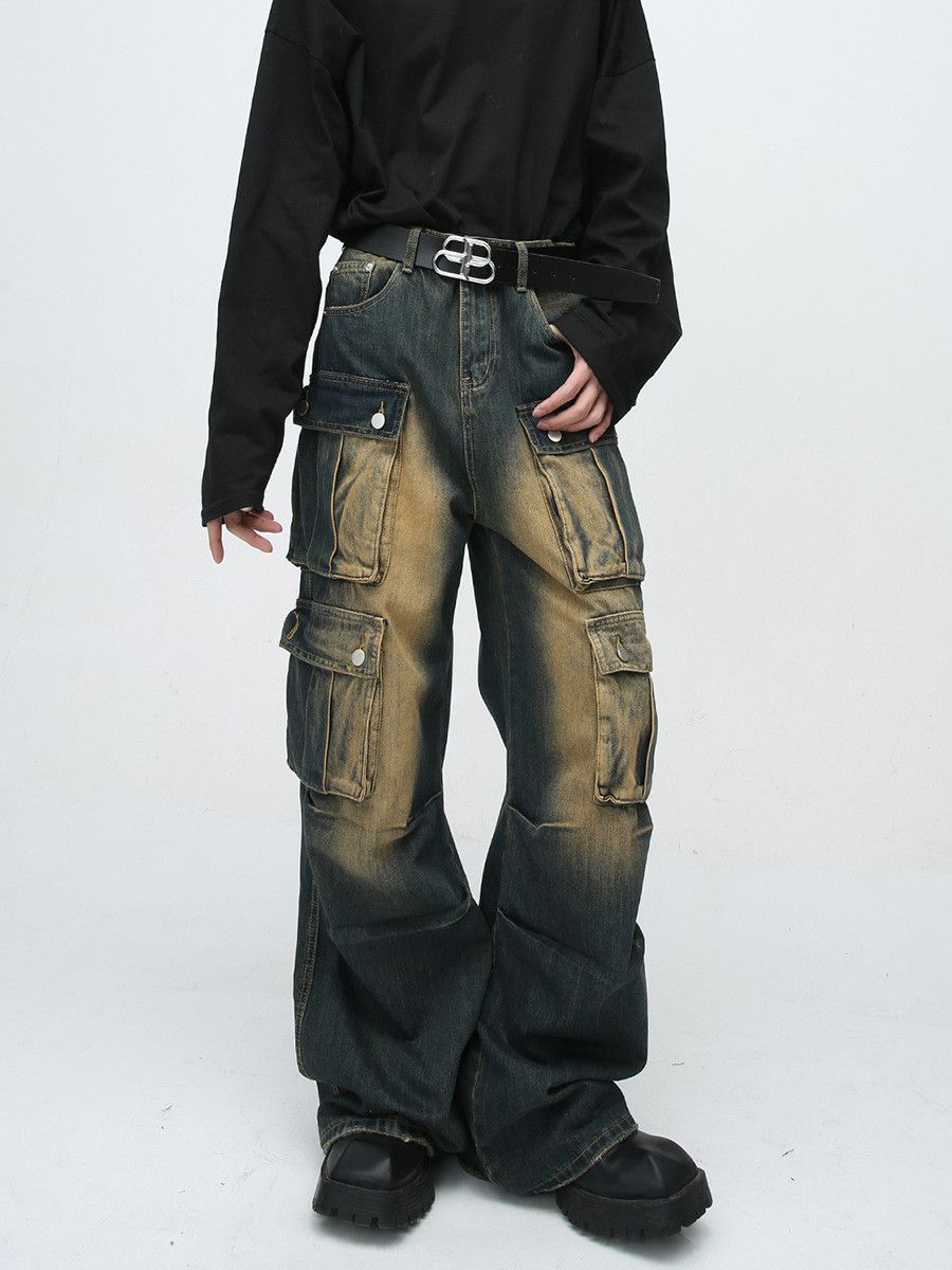Vintage Men's Multi-Pocket Paneled Distressed Cargo Jeans Size US 32 / EU 48 - 2 Thumbnail