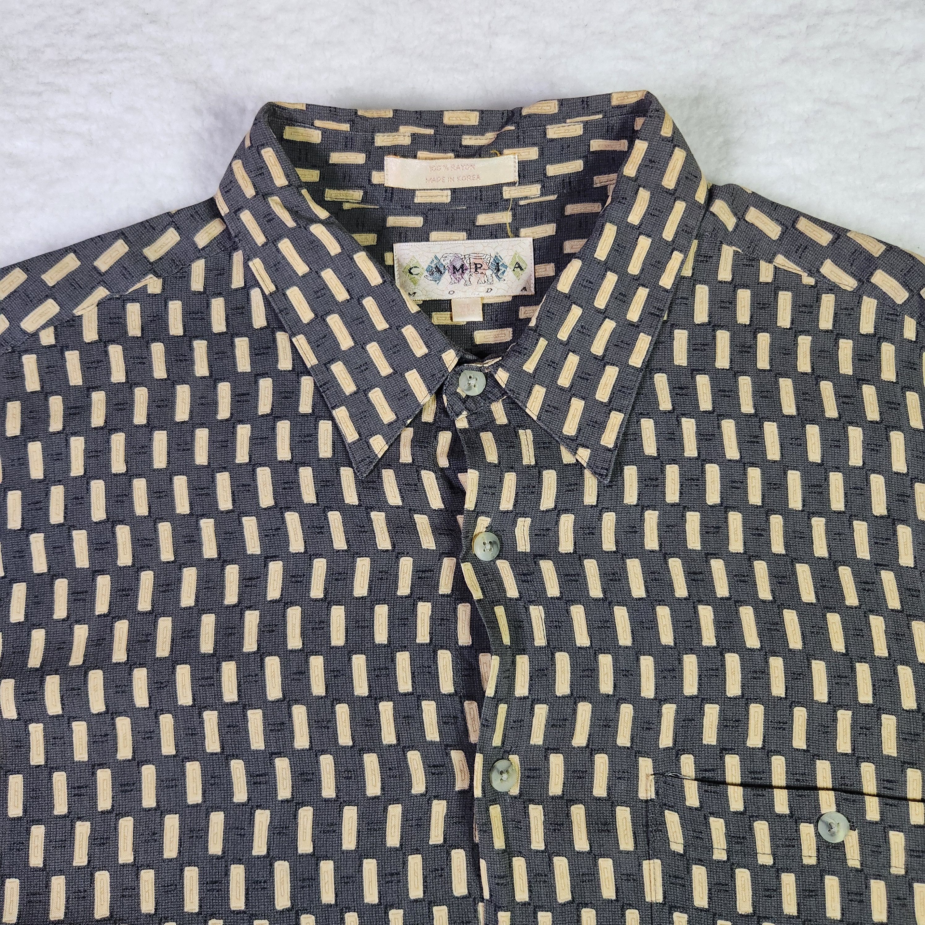 Campia Moda Campia Moda VINTAGE Button Up Shirt XL Gray Short Sleeve Size US XL / EU 56 / 4 - 2 Thumbnail