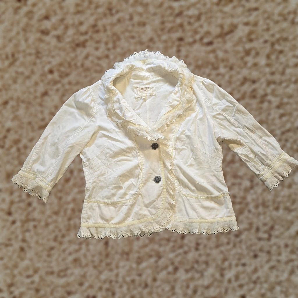 Vintage Love Polly Jacket Womens XL White Ruffled Cottage Core Embroidered Whimsy Casual Size XL / US 12-14 / IT 48-50 - 1 Thumbnail