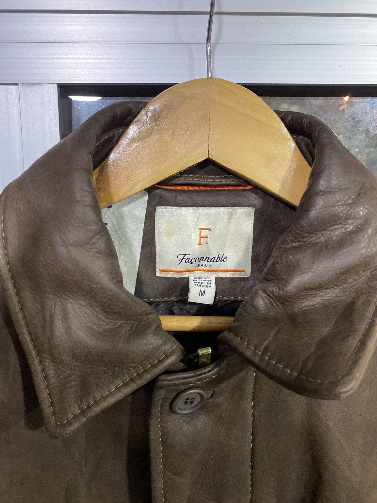 Japanese Brand Vintage 90s Faconnable Brown Leather Parka Jacket Coat Large Size US M / EU 48-50 / 2 - 6 Thumbnail