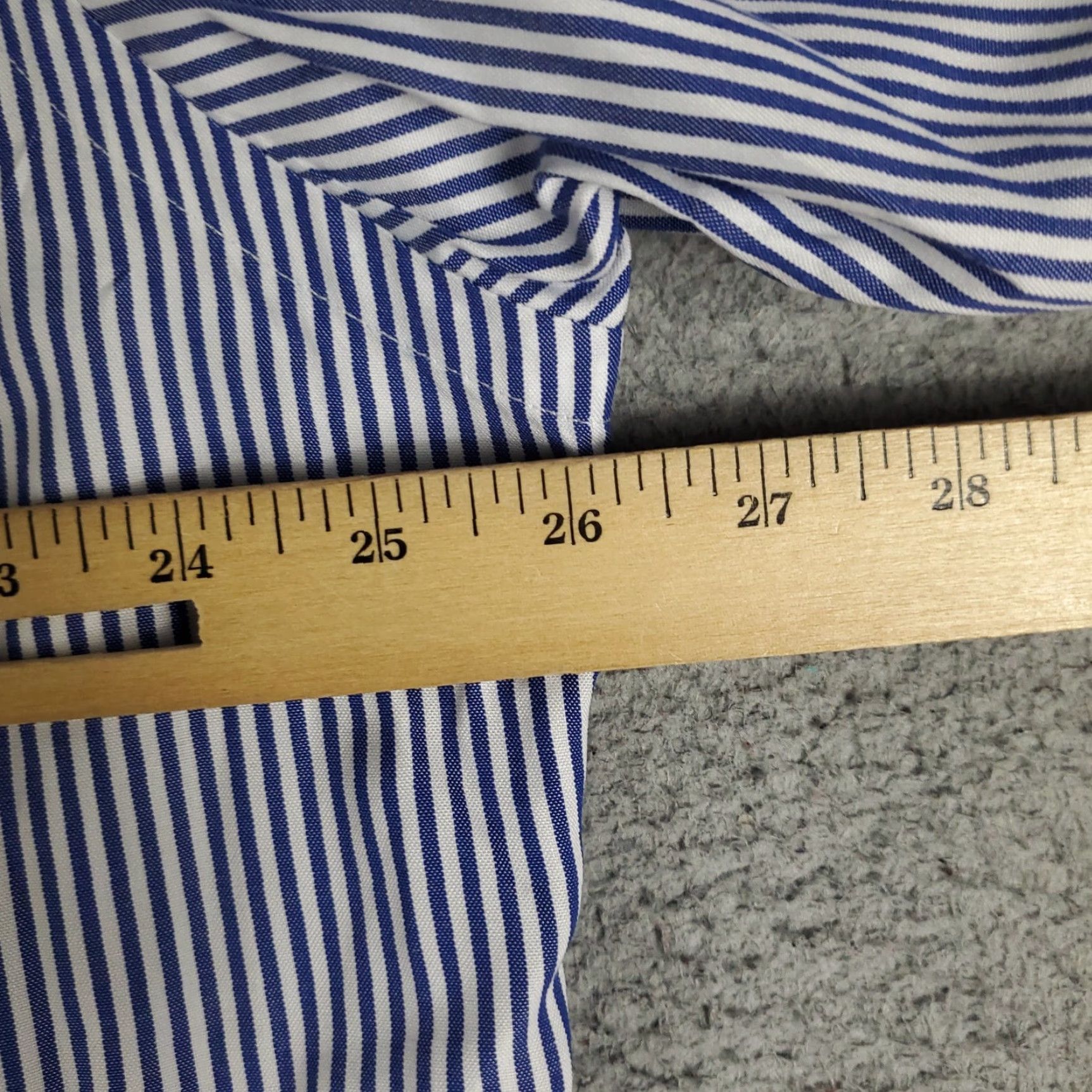 Ralph Lauren Ralph Lauren Shirt Mens Dress Button Up Long Sleeve 17.5 Blue Striped Non-Iron Pockets Coverall Classic Mens Size 46R - 6 Thumbnail