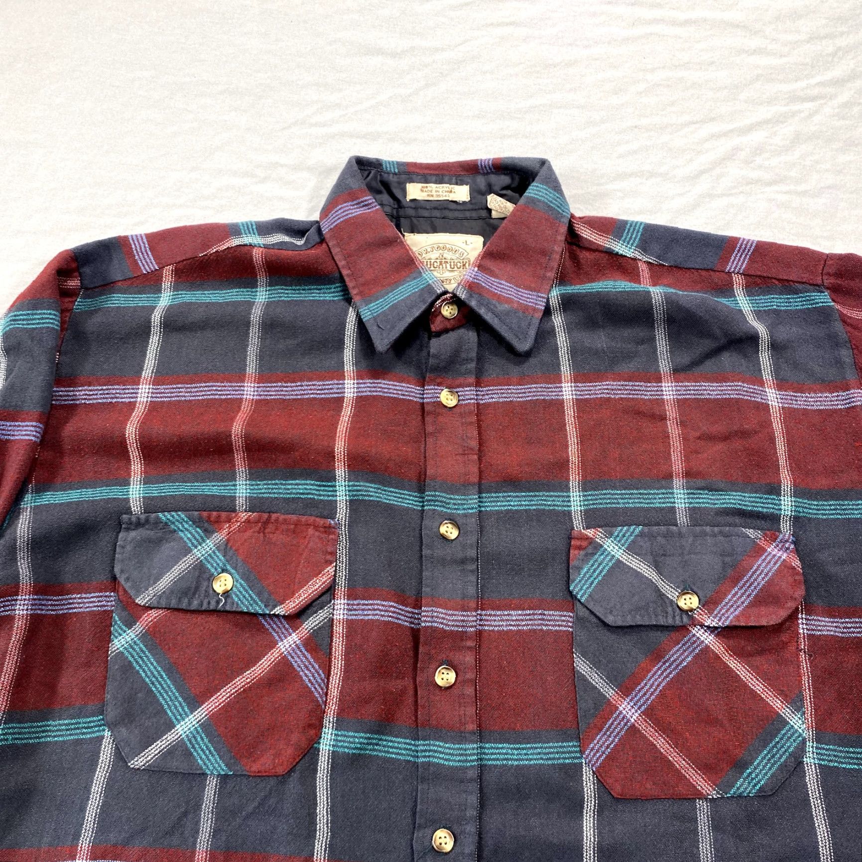 Vintage VINTAGE Saugatuck Shirt Mens Large Red Green Plaid Flannel Button Up Acrylic Size US L / EU 52-54 / 3 - 3 Thumbnail