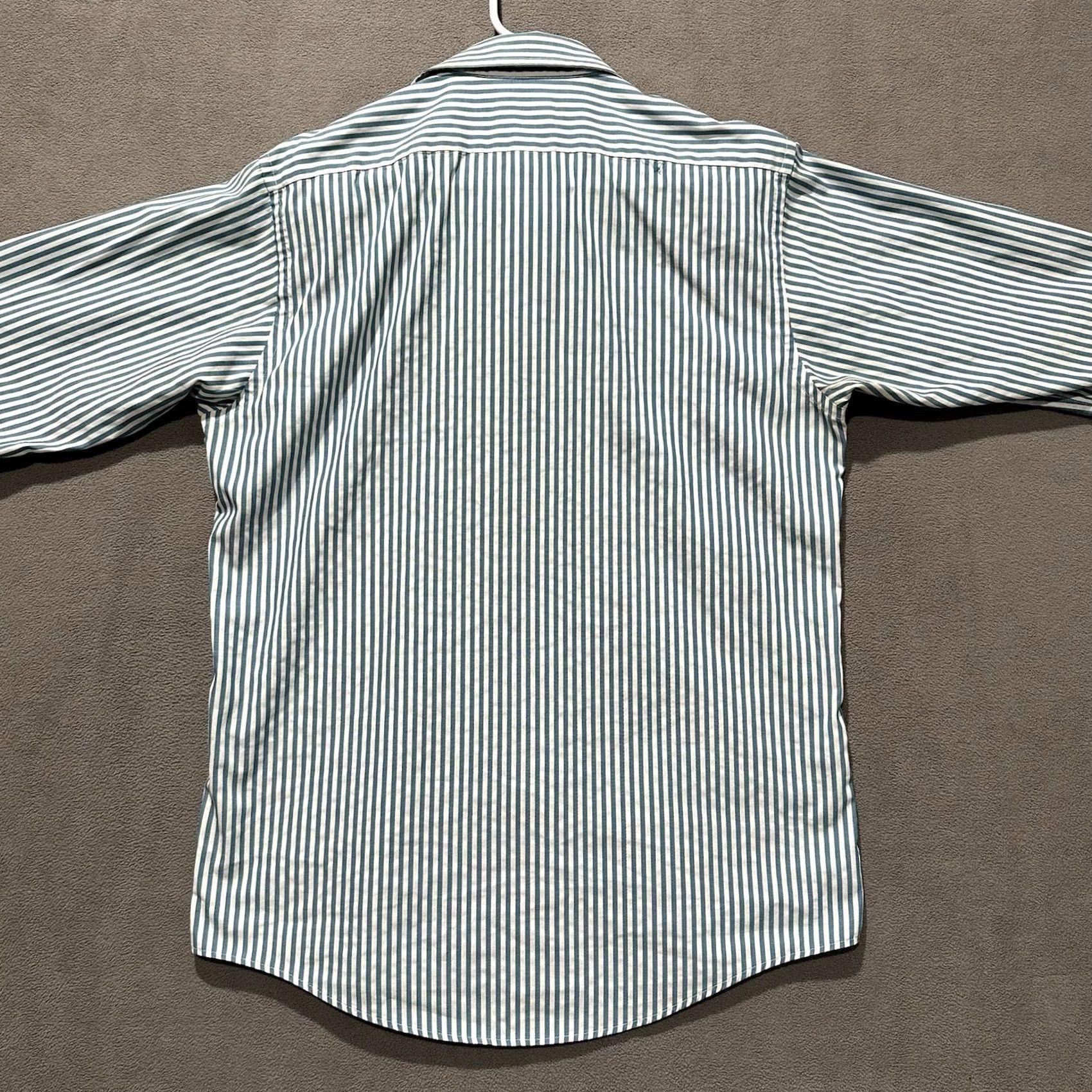 Arrow VINTAGE Arrow Shirt Mens M Striped Button-Up Collared 60s Green Cotton Polyester USA Size US M / EU 48-50 / 2 - 3 Thumbnail