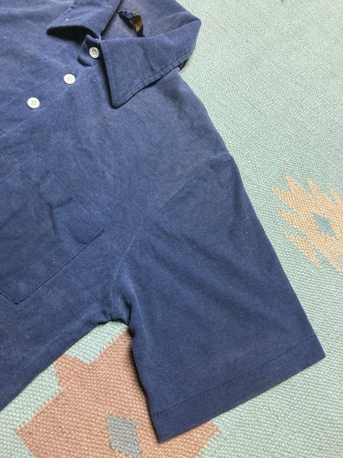 Vintage Vtg 70s polo shirt navy blue faded paint stained worn medium Size US M / EU 48-50 / 2 - 6 Thumbnail