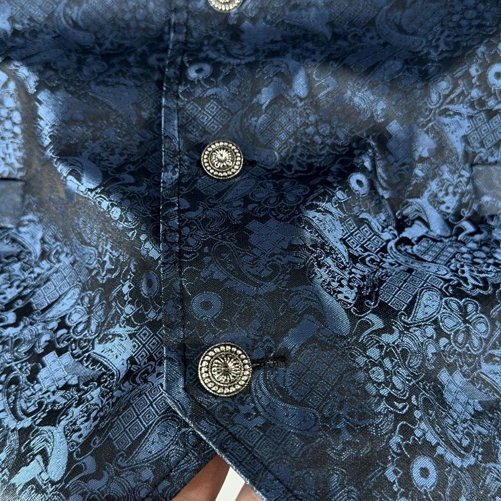 Scully VINTAGE Scully Mens 3XL Blue Paisley Western Suit Vest Waistcoat Notch Belted Back Formal Dress Mens Vest Size US XXL / EU 58 / 5 - 5 Thumbnail