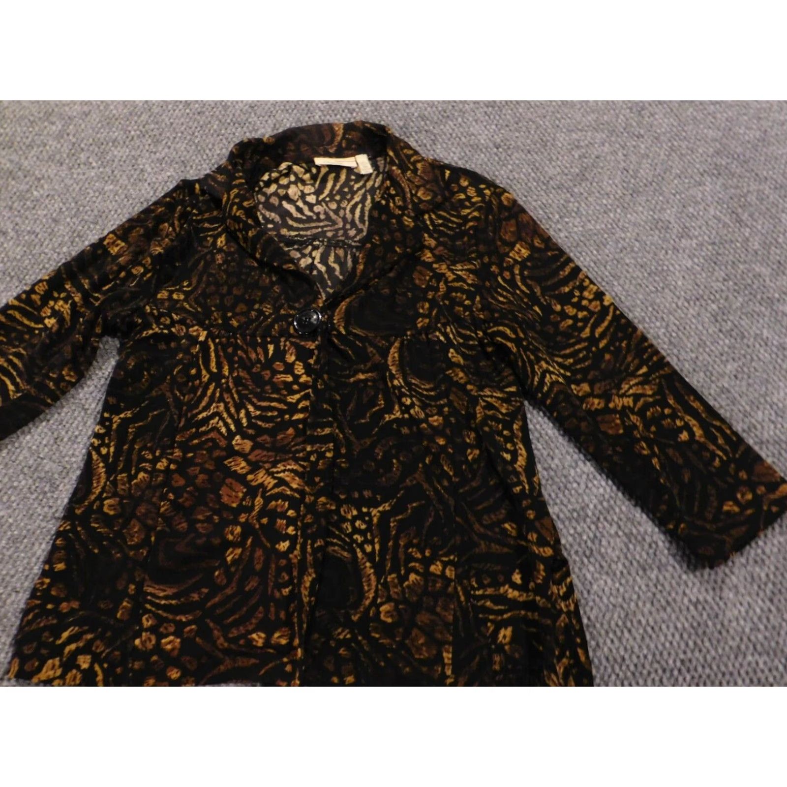 Vintage Choices Blouse Womens M Brown Crew Neck Pullover Stretch 3/4 Sleeve Floral Rayon Lyocell Button Casual Basic Regular Vintage No Size M / US 6-8 / IT 42-44 - 2 Thumbnail