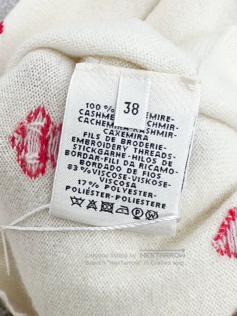 Hermes Hermes White Cashmere Sweater with Red Embroidery Size XS / US 0-2 / IT 36-38 - 6 Thumbnail