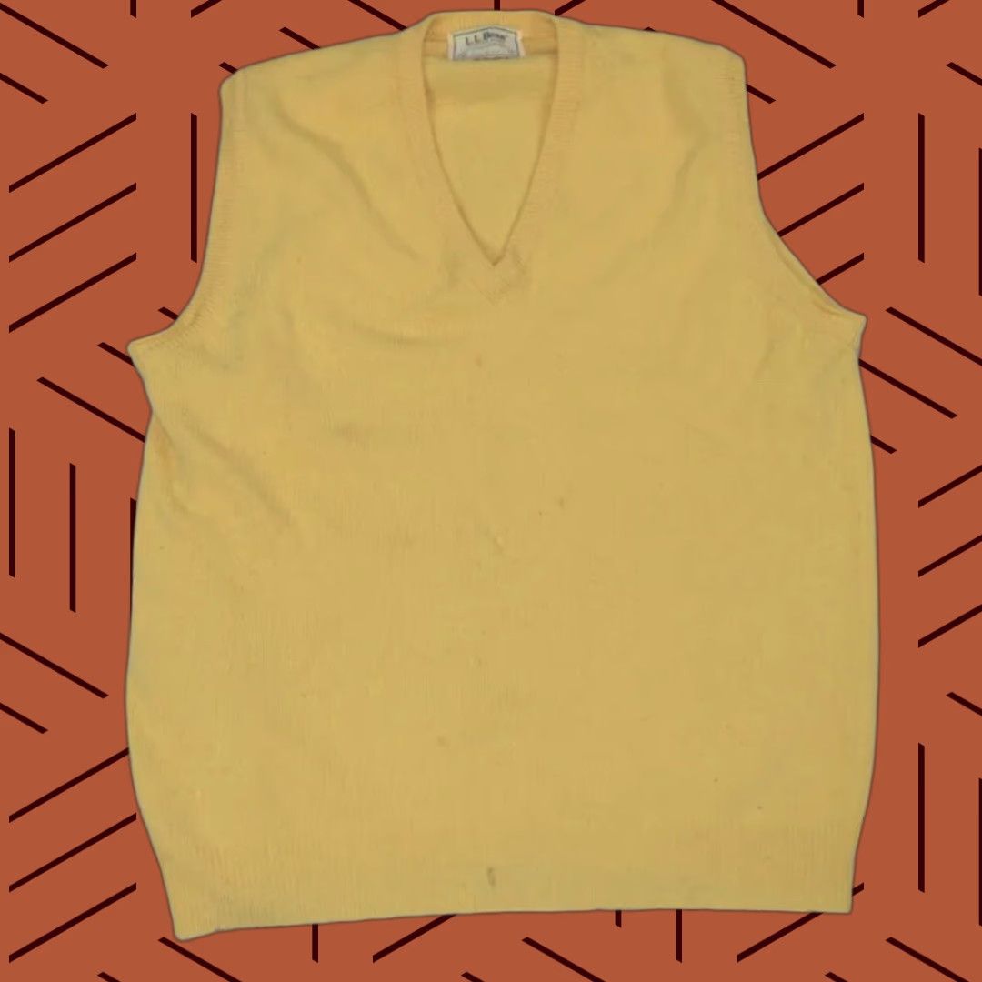 Vintage VINTAGE L.L. BEAN MENS LARGE YELLOW VIRGIN LAMBSWOOL V-NECK SLEEveless SWEATER VEST USA MADE Size US L / EU 52-54 / 3 - 1 Thumbnail