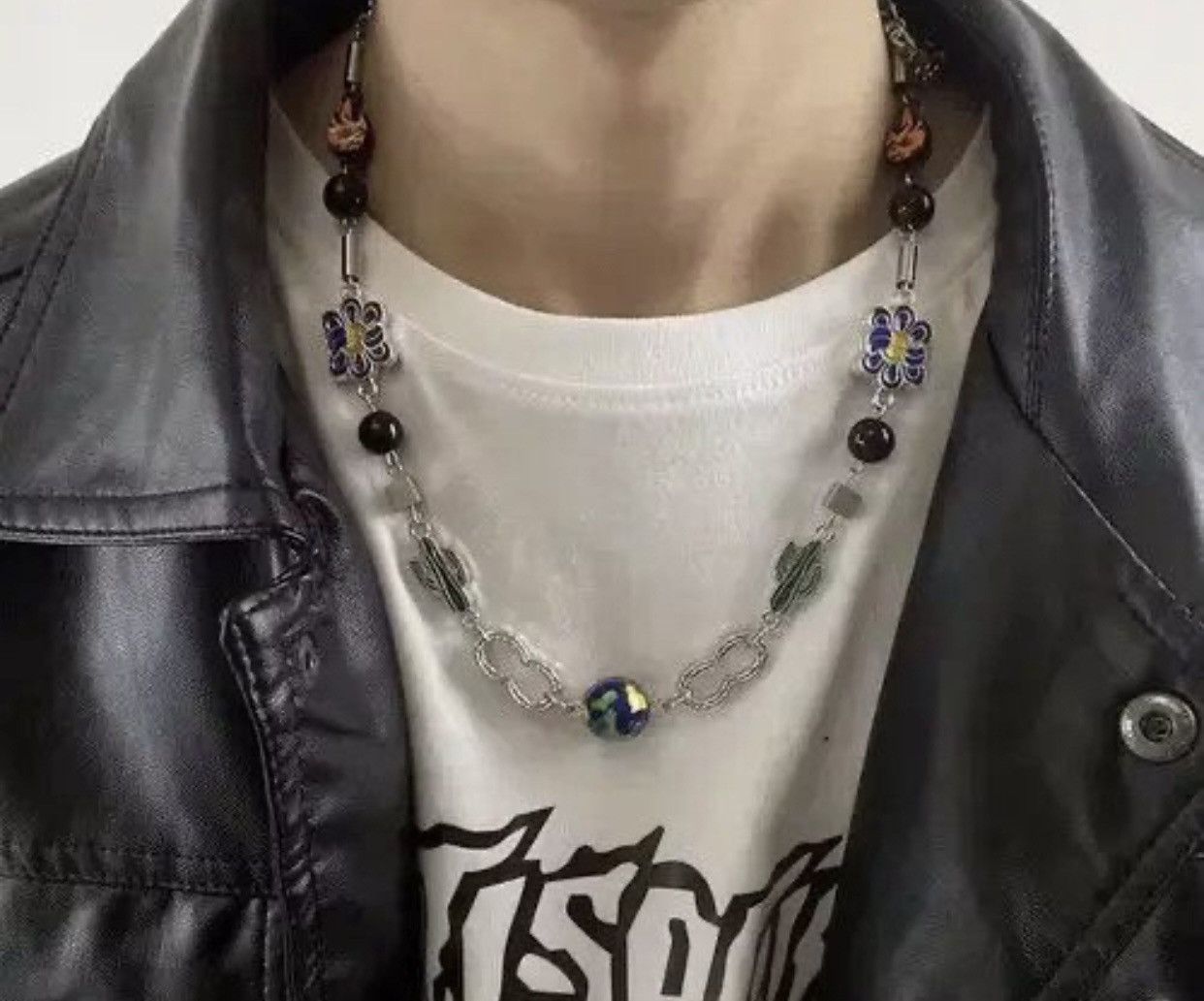 Japanese Brand × Jewelry Retro punk cactus the planet chain necklace aesthetic Size ONE SIZE - 5 Thumbnail