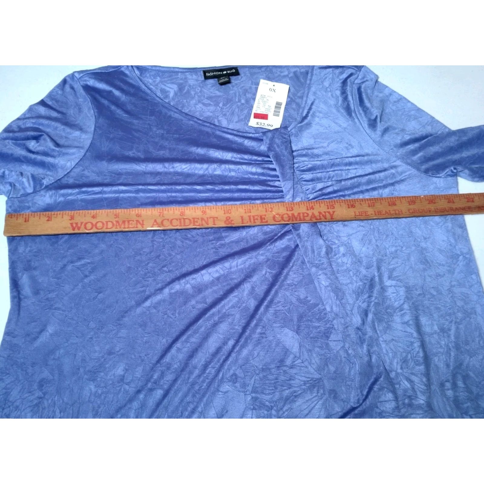 Vintage VINTAGE Fashion Bug Tunic Shirt 0X Womens Plus Long Sleeve Pullover Crinkle Stretch Polyester Blue Purple NOS Y2K Size XL / US 12-14 / IT 48-50 - 5 Thumbnail