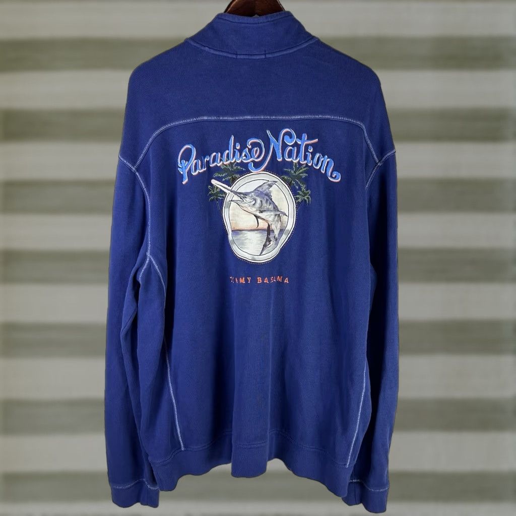 Tommy Bahama Tommy Bahama Pullover Sweatshirt 3XL Blue Men’s Knit Quarter Zip Relaxed Oceanic Vacation Nautical Beach Classic Outdoor Preppy Tropical Size US XXL / EU 58 / 5 - 1 Thumbnail