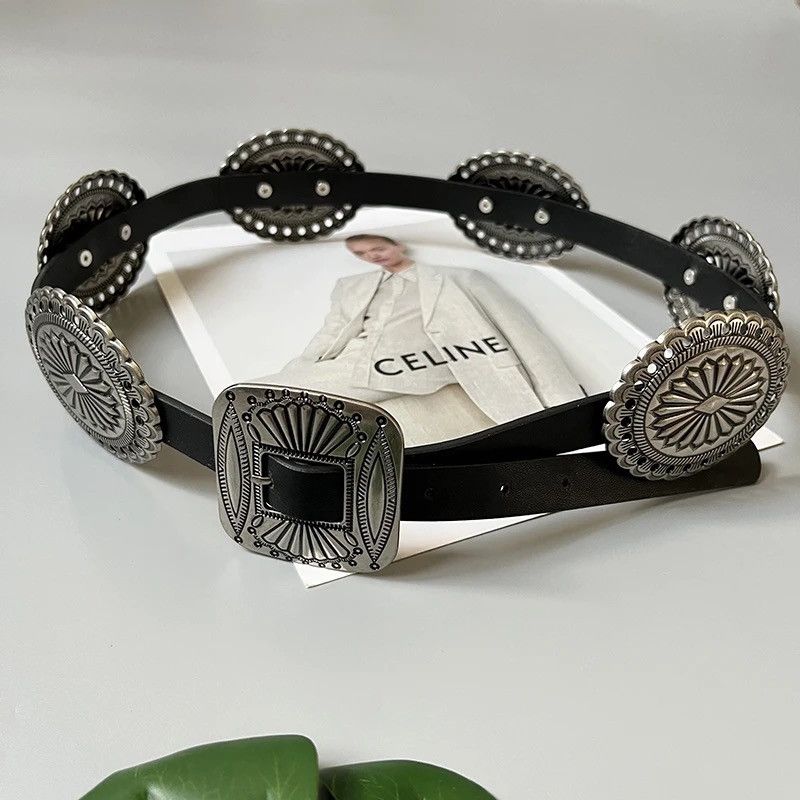 Other Vintage Metal Curving PU Leather Waist Belts Size ONE SIZE - 2 Thumbnail