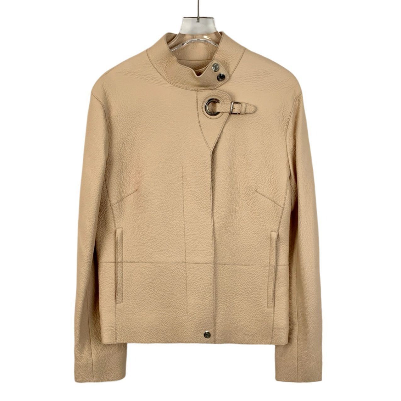Hermes Hermès Paris Womens Beige Leather Buckle & Zipper Jacket Siz Size XS / US 0-2 / IT 36-38 - 1 Thumbnail