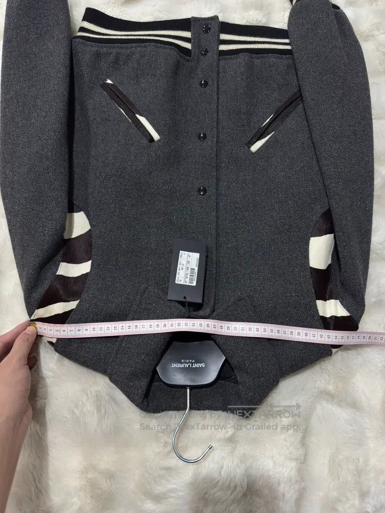 Saint Laurent Paris Saint Laurent Paris Gray Zebra Stripe Baseball Jacket Size US M / EU 48-50 / 2 - 4 Thumbnail