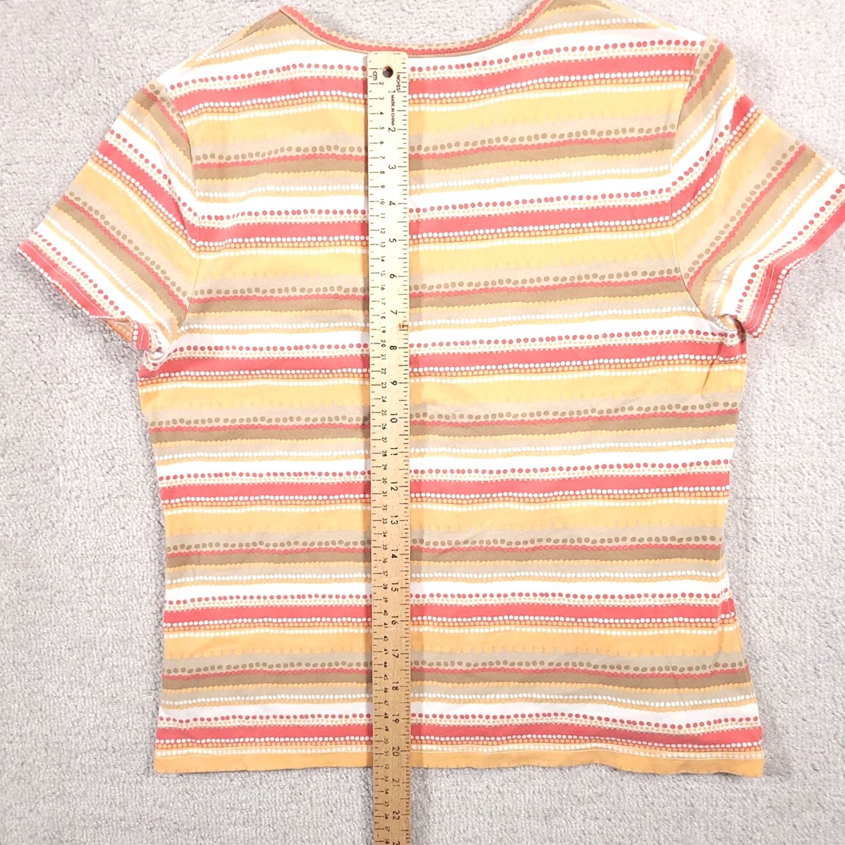 Croft & Barrow Croft & Barrow Shirt Womens PM Petite Short Sleeve V-Neck Stretch Stripe T-Shirt Multicolor Casual Size M / US 6-8 / IT 42-44 - 7 Thumbnail