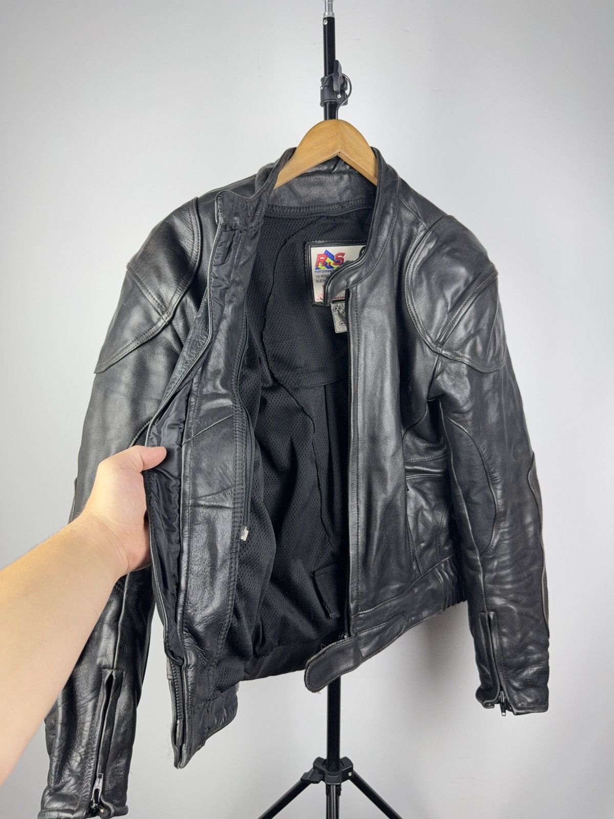 Leather Vntg 00s Heavy Leather Racing MOTO R.S. Bomber Jacket Punk Size US XL / EU 56 / 4 - 10 Thumbnail