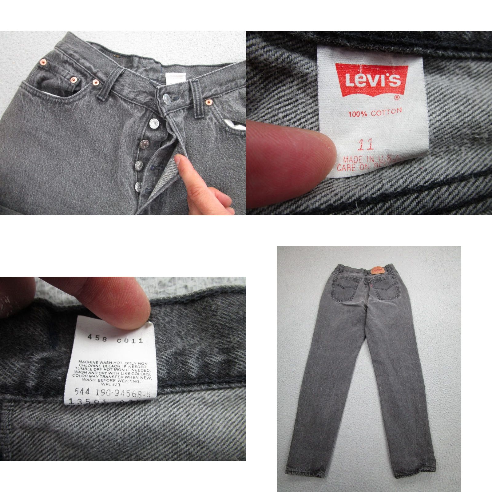 Levi's VINTAGE Levi's 544 Jeans Womens 11 Gray High Rise Tapered Denim Made in USA 90s Mens/Womens? Size 32" / US 10 / IT 46 - 8 Thumbnail