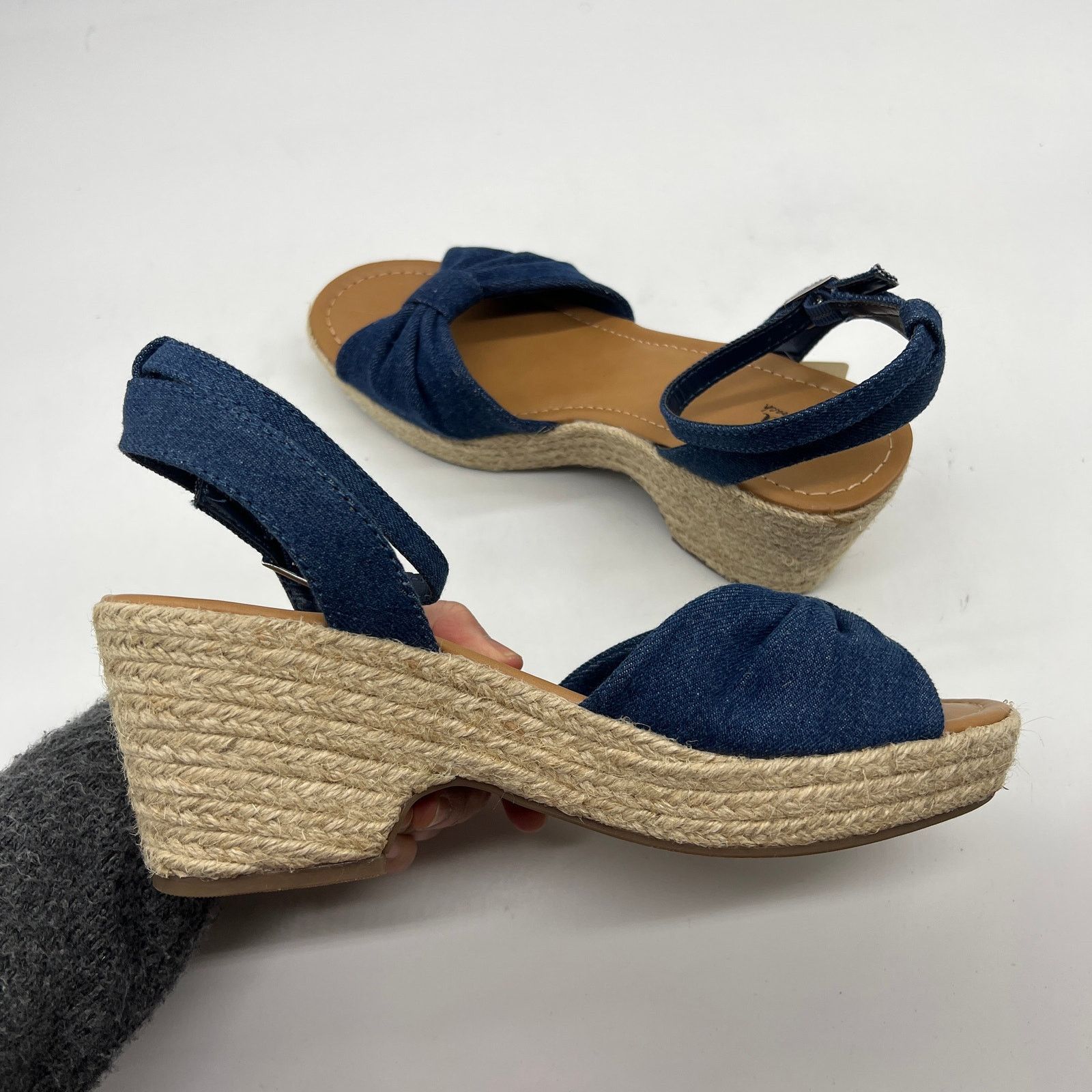 Other a.n.a Womens Dukes Heeled Sandals Denim Blue Size 9.5 Size US 9.5 / IT 39.5 - 10 Thumbnail