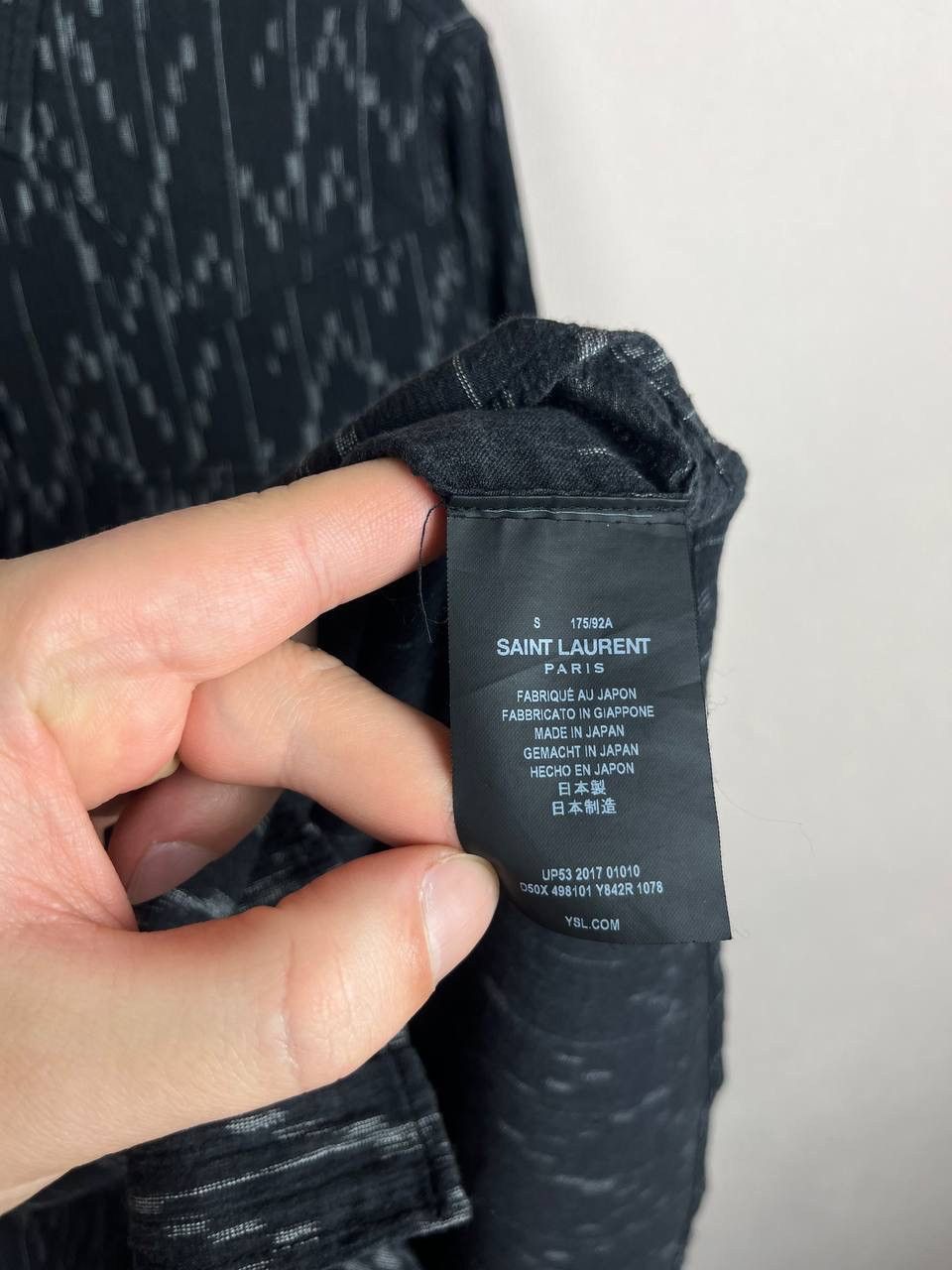 Saint Laurent Paris Saint Laurent Paris Black Gray Abstract Pattern Shirt Size US S / EU 44-46 / 1 - 6 Thumbnail
