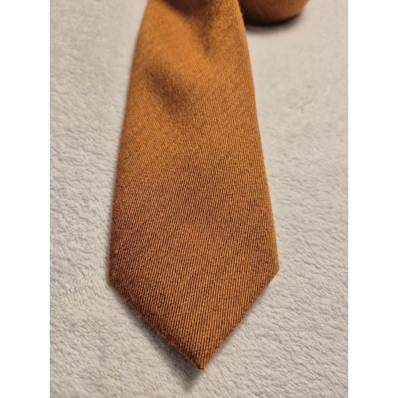 The Tie Bar The Tie Bar Thin Skinny Slim Wool & Silktie Orange 58x2.5 Size 38 - 2 Thumbnail