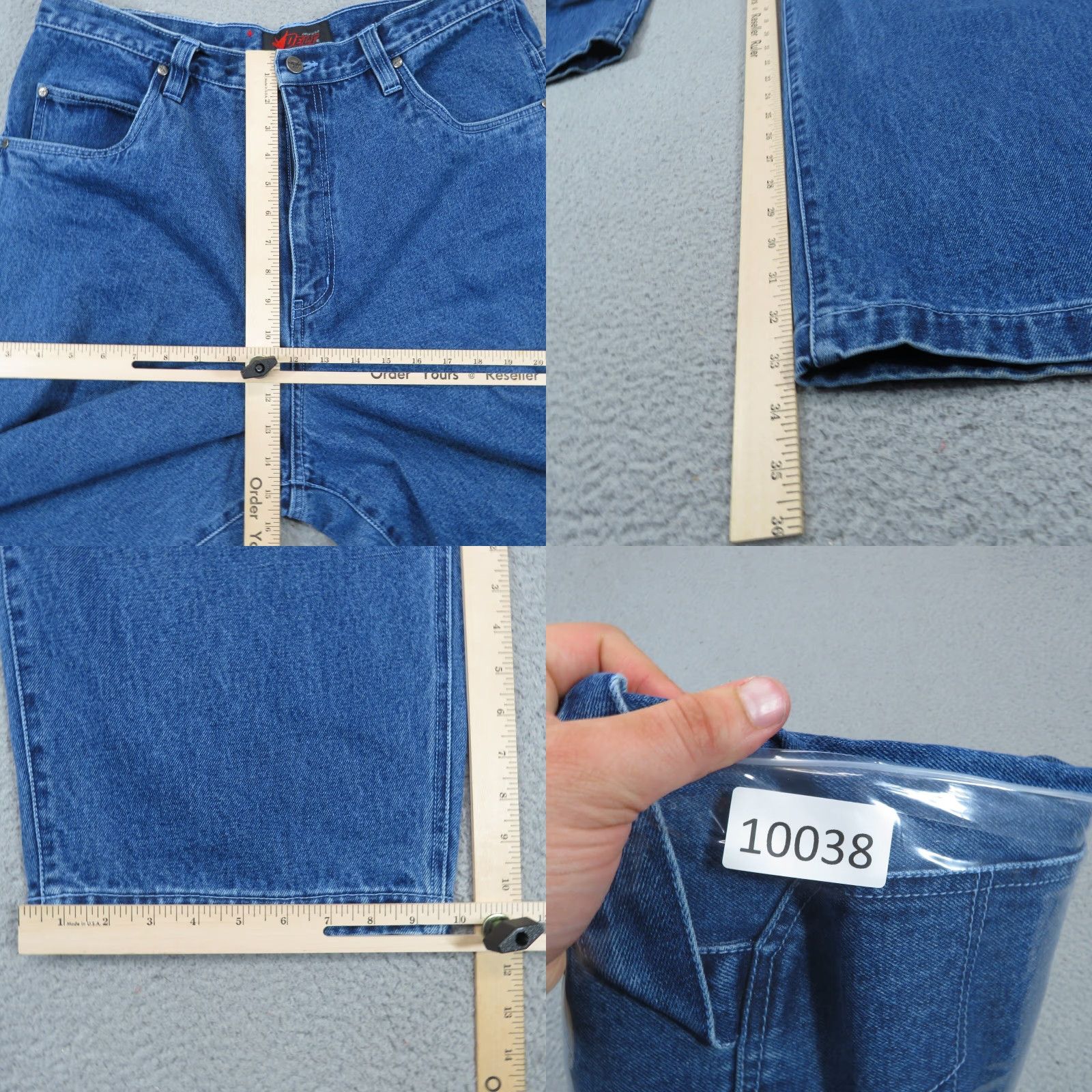 VINTAGE DELF Jeans Baggy Mens 36 5-Pocket Denim Blue Cotton Embroidered 90s Skater Grunge Pipe VTG