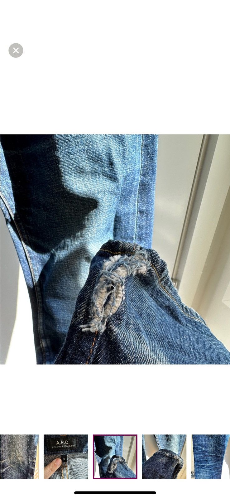 A.P.C. Broken in APC selvedge raw denim (30) Size US 30 / EU 46 - 4 Thumbnail