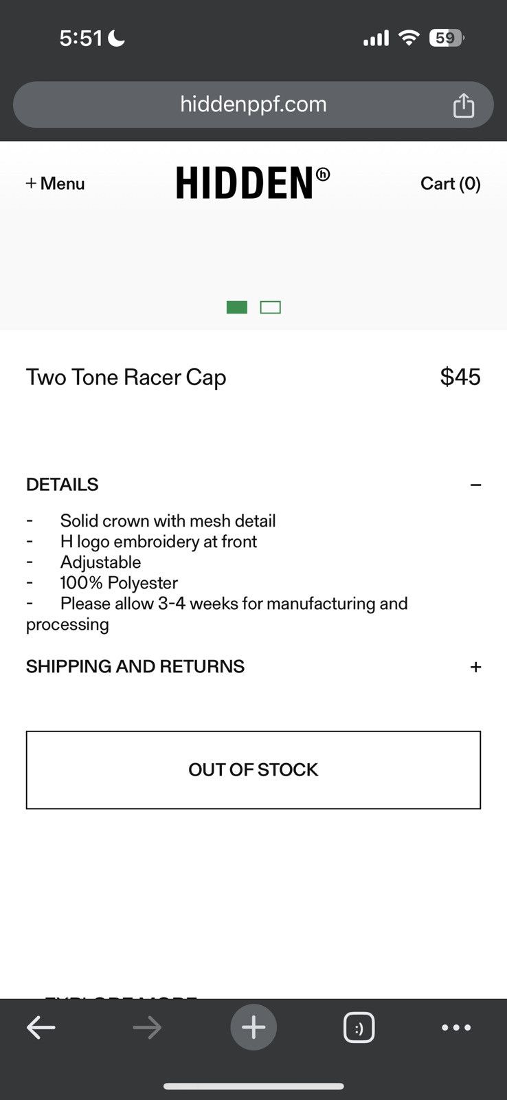 HIDDEN Hidden Two Tone Racer Cap - green Tan Size ONE SIZE - 10 Thumbnail