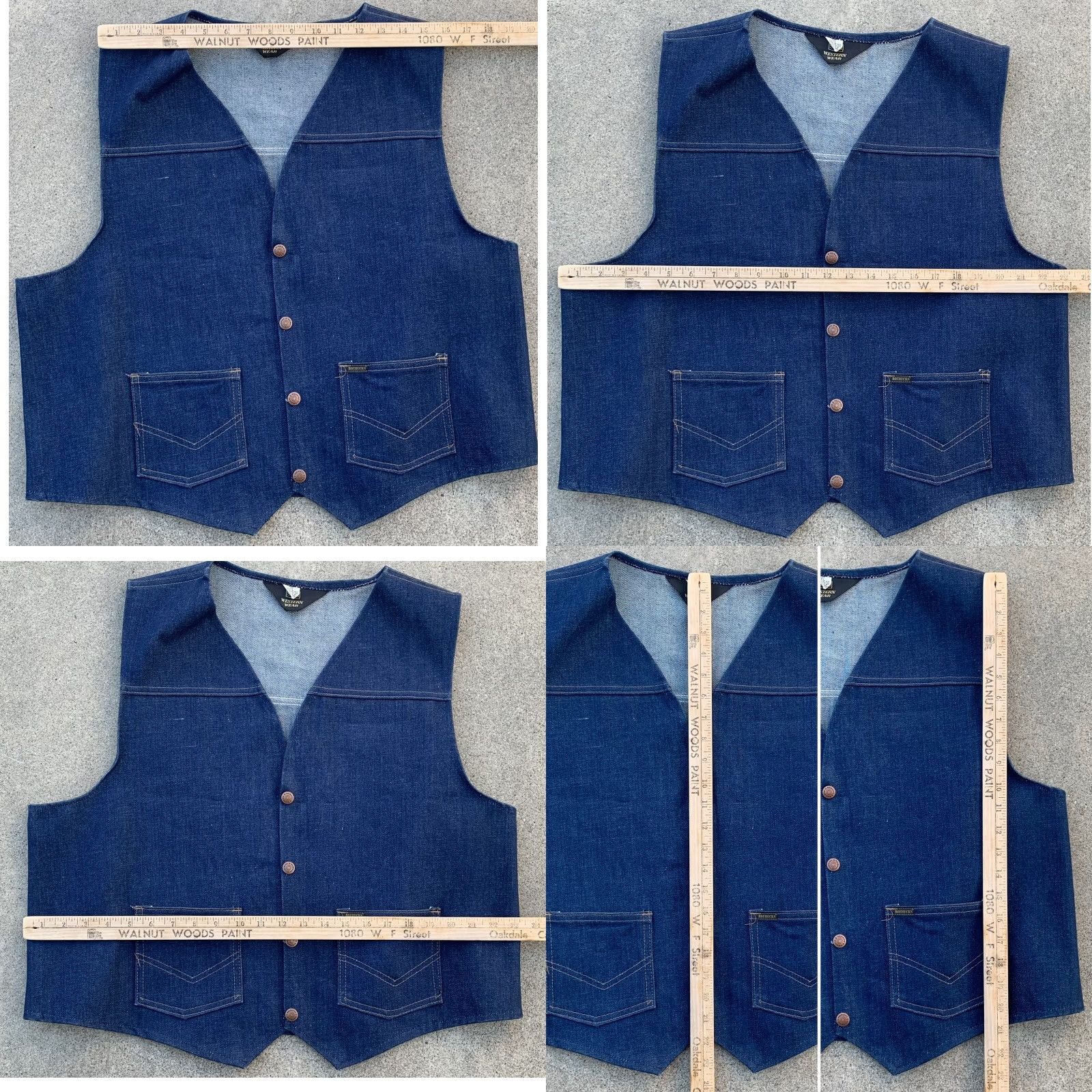 Sears VINTAGE Sears Western Wear denim vest Roebucks snap front size XL Men Vest Western blue denim snaps Pockets 80s 90s Theater? Size US XL / EU 56 / 4 - 11 Thumbnail