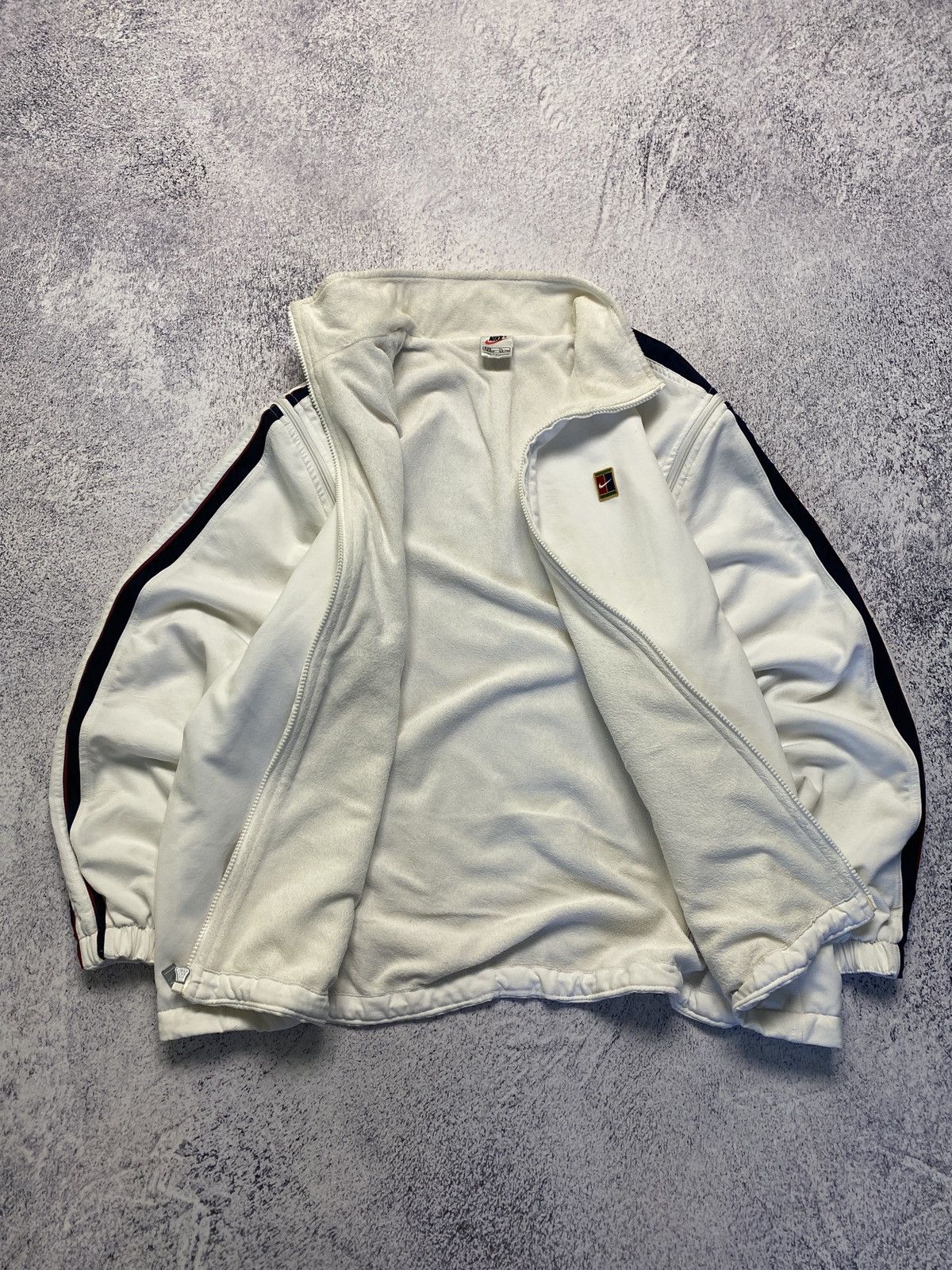 Nike × Vintage Vintage 90's Nike Court 2 in 1 White Boxy Track Jacket Drill Size US XL / EU 56 / 4 - 10 Thumbnail