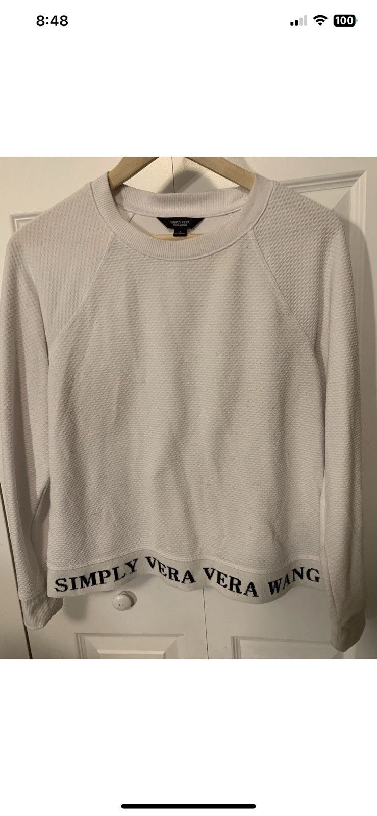 Vera Wang Simply Vera Wang Women's Sz S White Pullover T Shirt Size S / US 4 / IT 40 - 3 Thumbnail