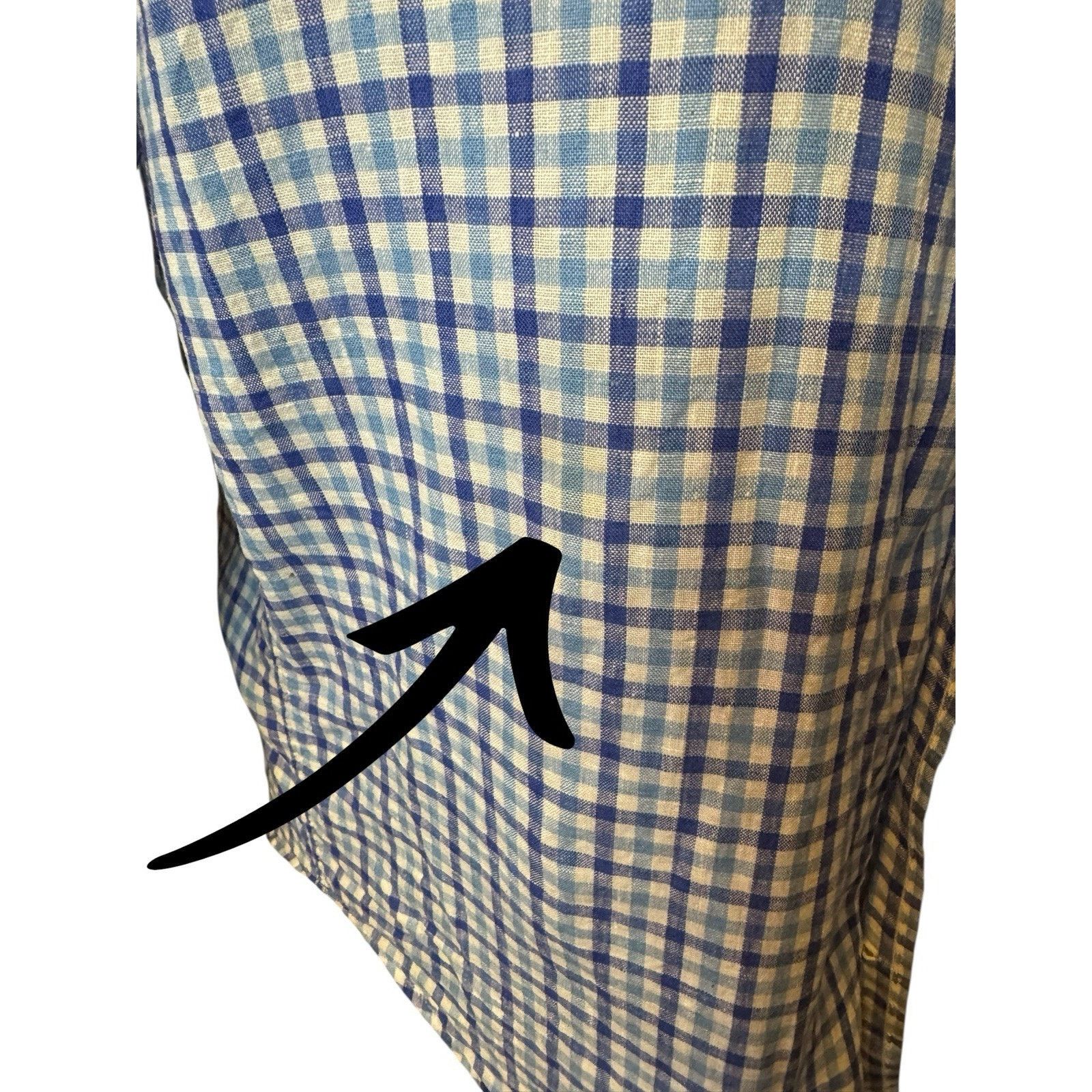 Vineyard Vines Vineyard Vines Blue Check 100% Linen Shirt TINY FLAW Size US L / EU 52-54 / 3 - 7 Thumbnail