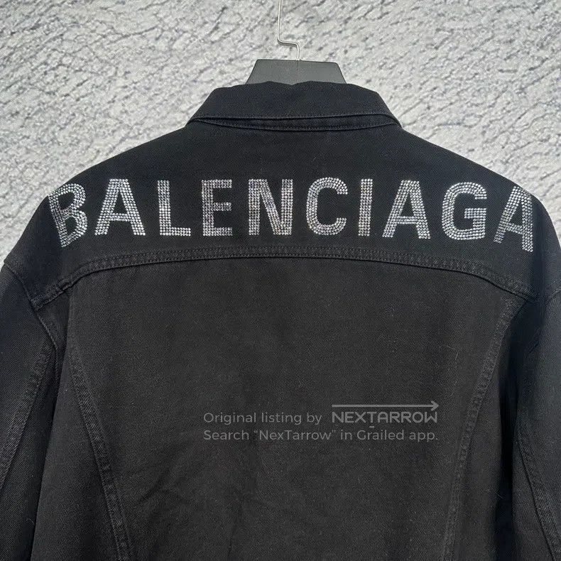 Balenciaga Balenciaga Black Back Diamond Logo Letter Denim Jacket Size XS / US 0-2 / IT 36-38 - 3 Thumbnail