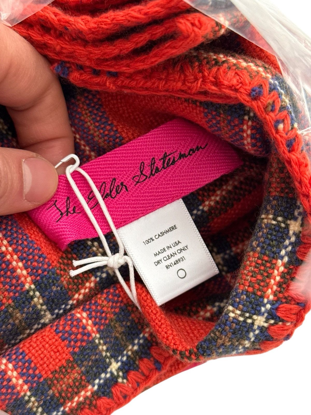 The Elder Statesman $2500 Cashmere Flame Tartan Scarf Size ONE SIZE - 6 Thumbnail