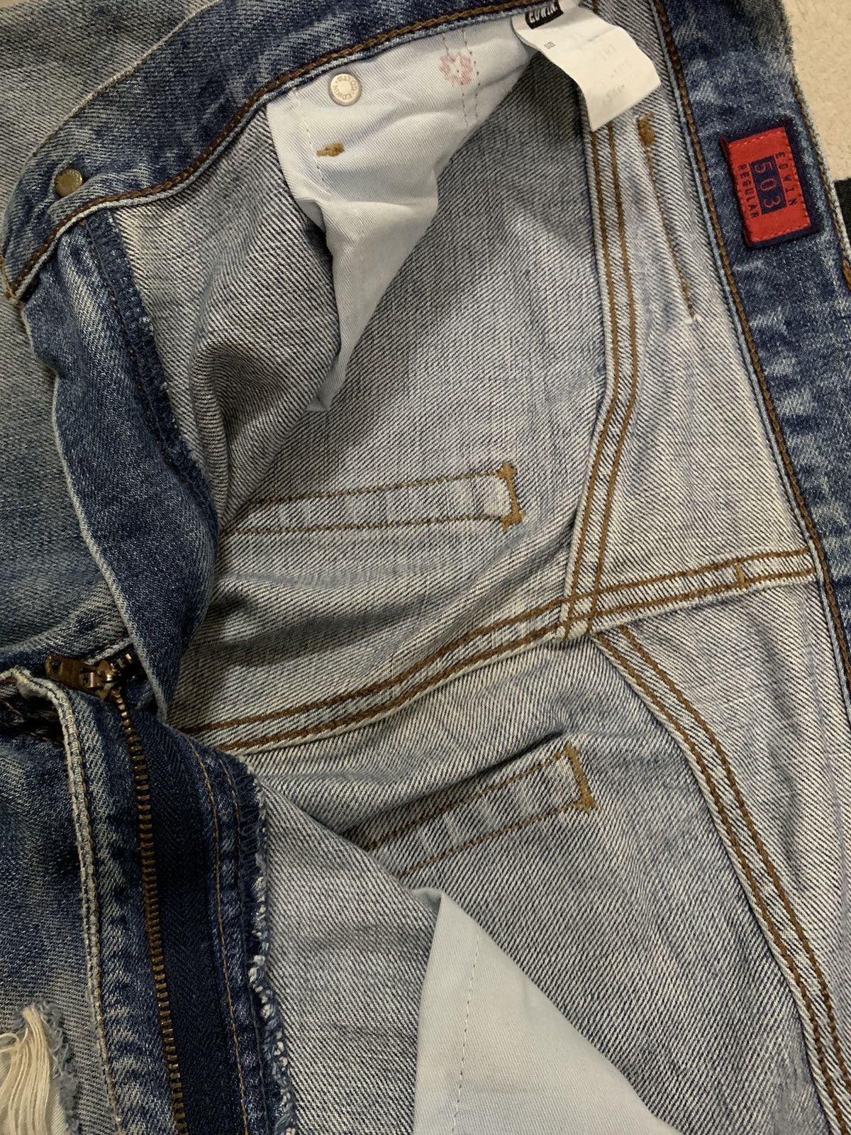 Edwin Vintage Edwin 503 Loose Fit Heavy Distressed Grunge Jeans Size US 32 / EU 48 - 19 Thumbnail
